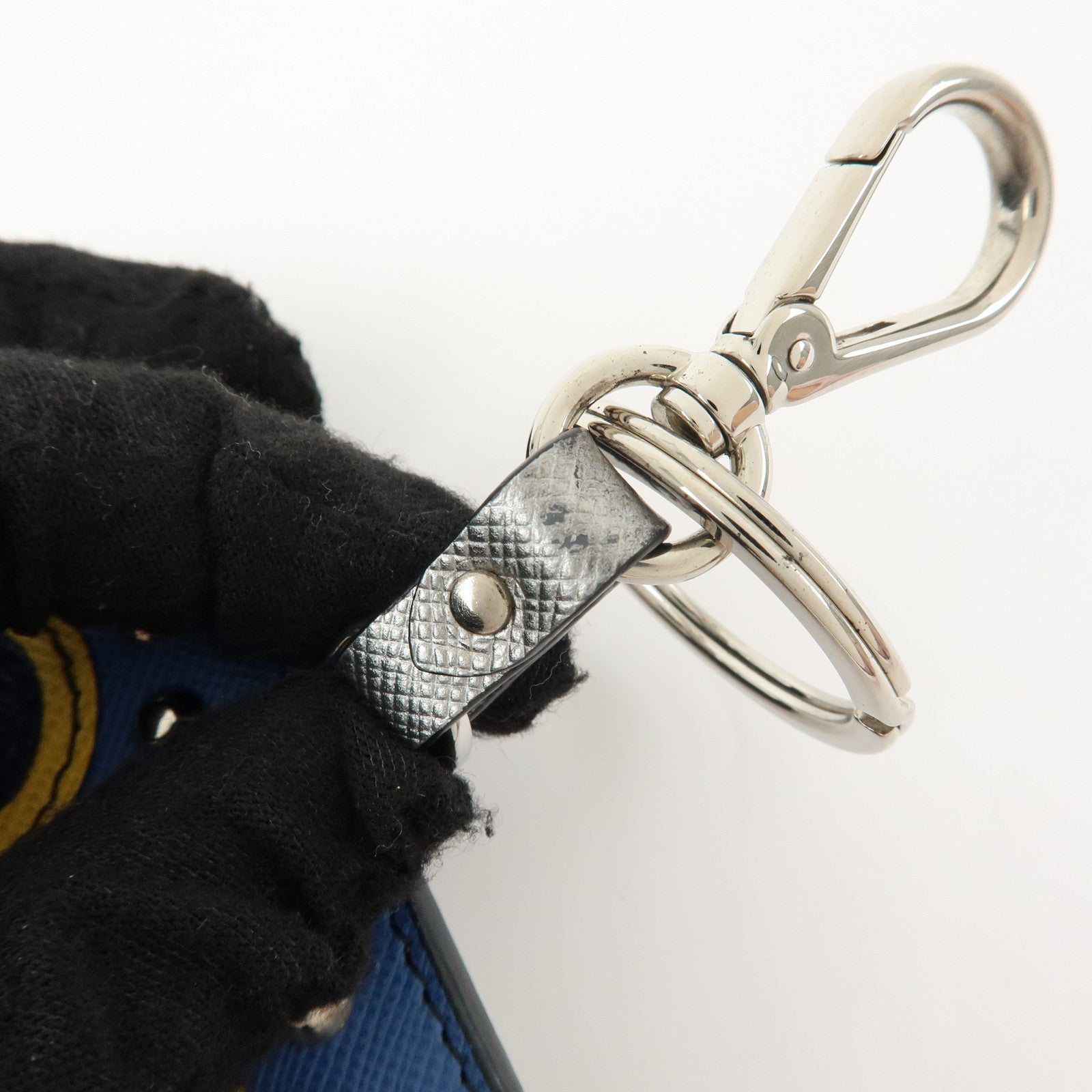 PRADA Bag SAffiano Leather Robot Key Charm Key Chain Silver 2PP074