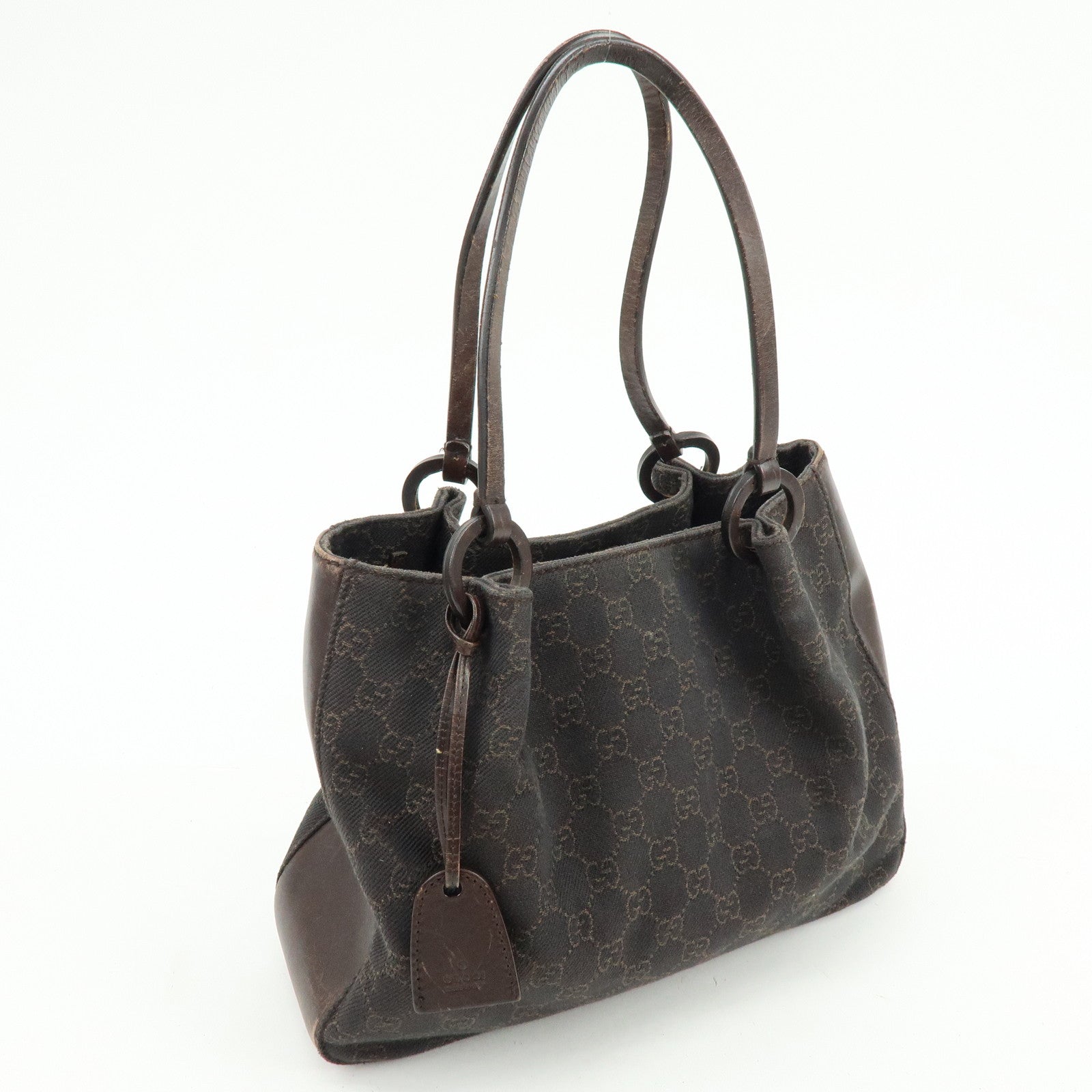 GUCCI GG Monogram Canvas Leather Shoulder Hand Bag Brown 101919