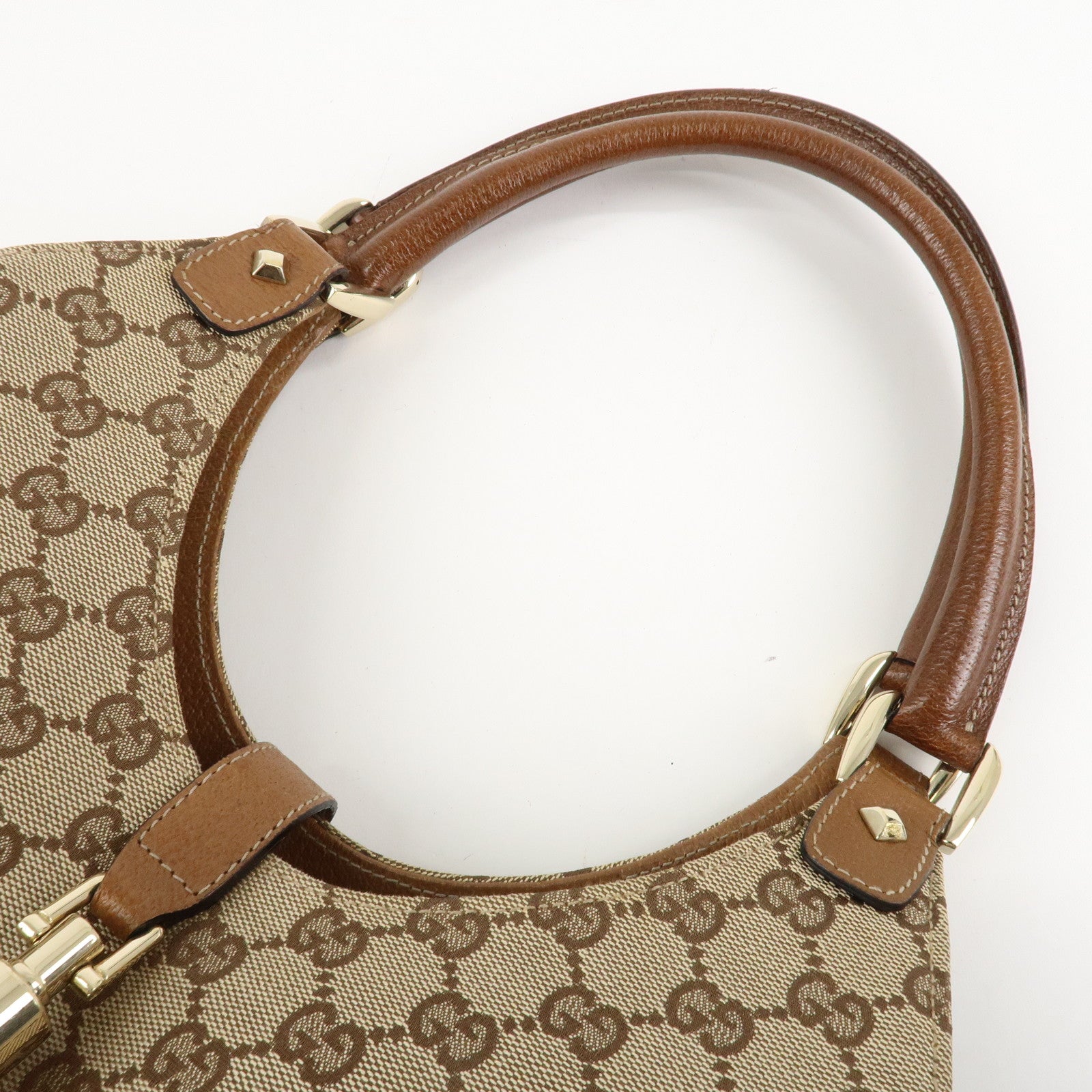 GUCCI New Jackie GG Canvas Leather Shoulder Bag Brown 124407 Used