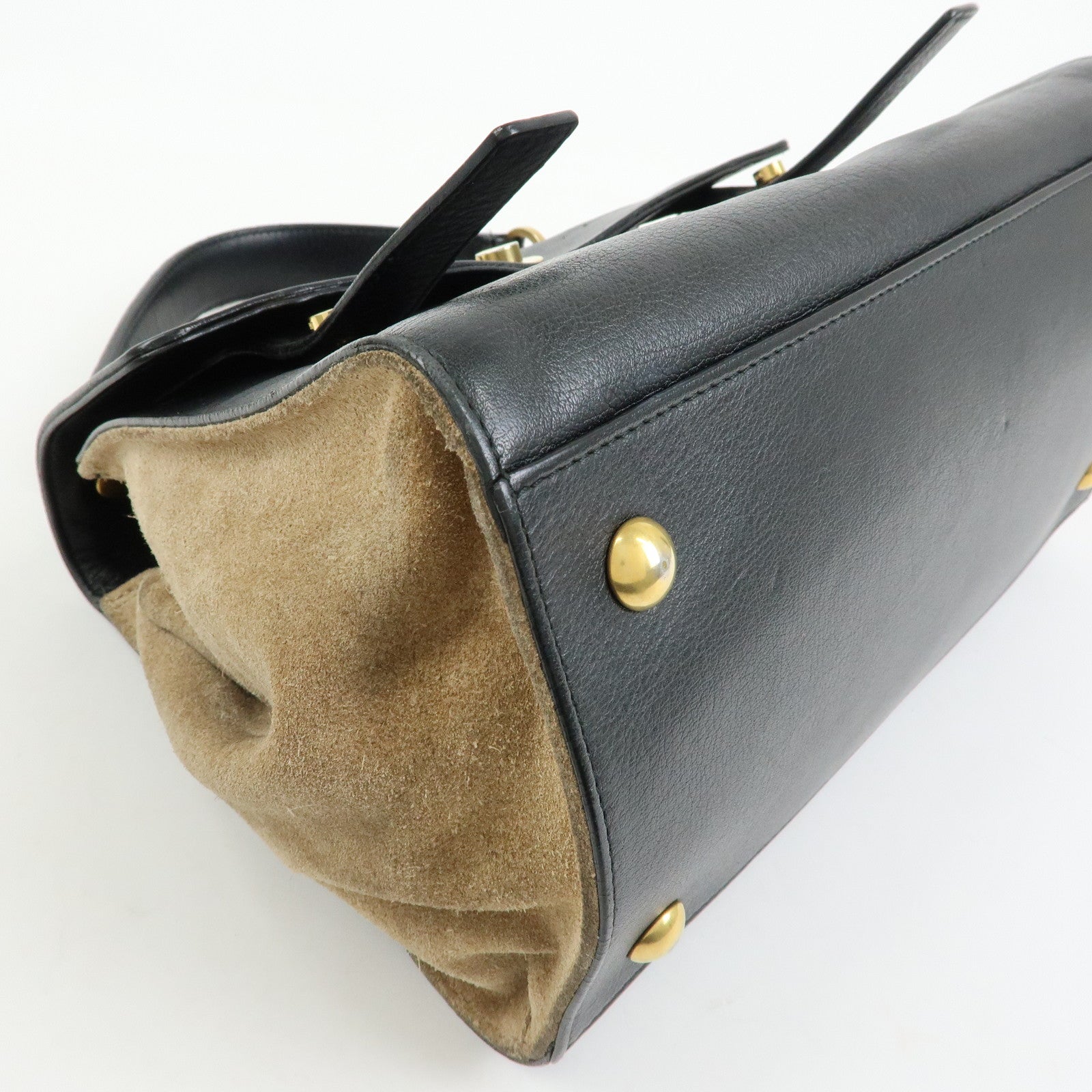 SAINT LAURENT PARIS Muse Two Canvas Leather 2Way Bag Black 313499