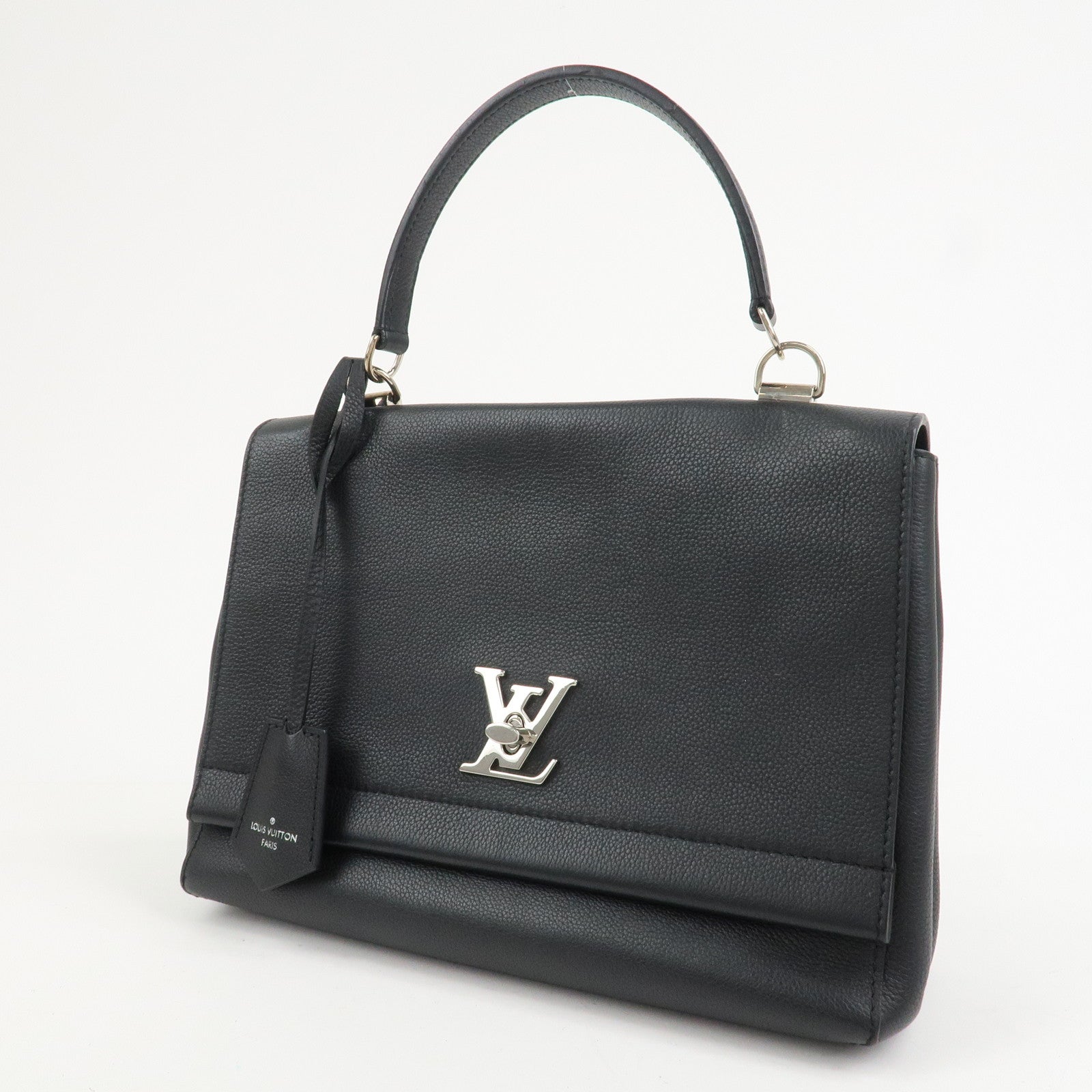 Louis Vuitton Lock Me Leather Cartable Hand Bag Noir Black M50250