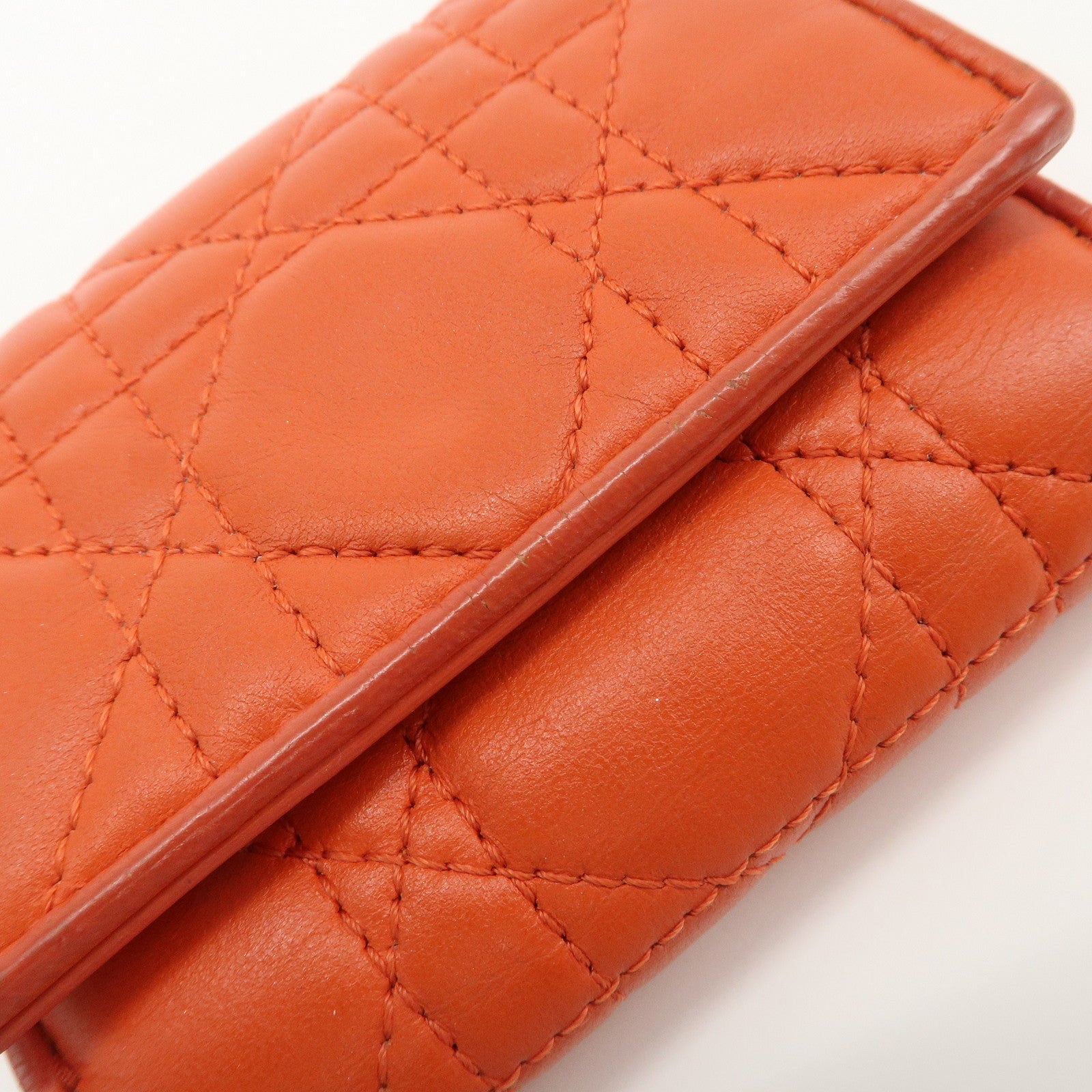 Christian Dior Lady Dior Cannage Leather Tri-fold Compact Wallet