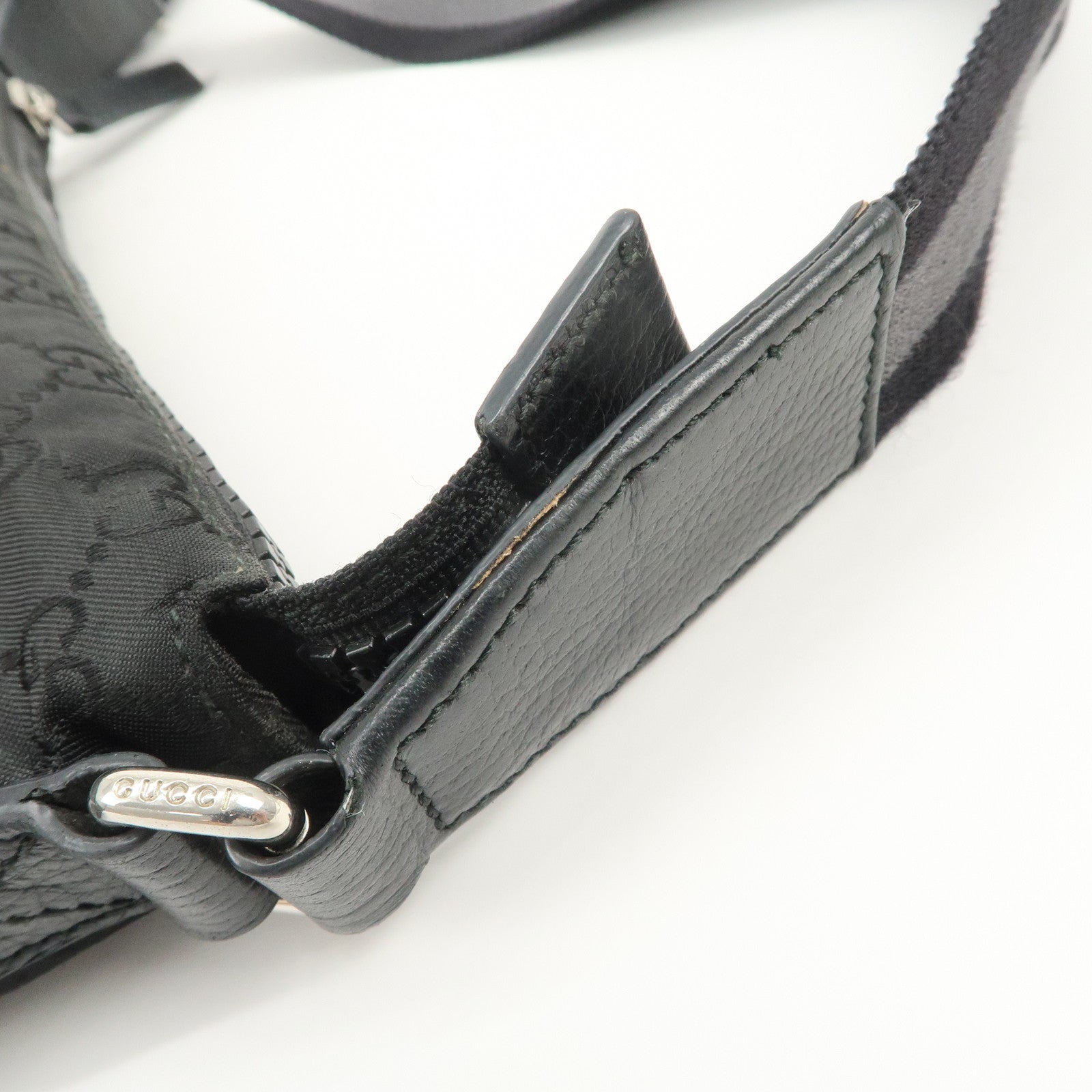 GUCCI Sherry GG Nylon Leather Shoulder Bag Black 509639