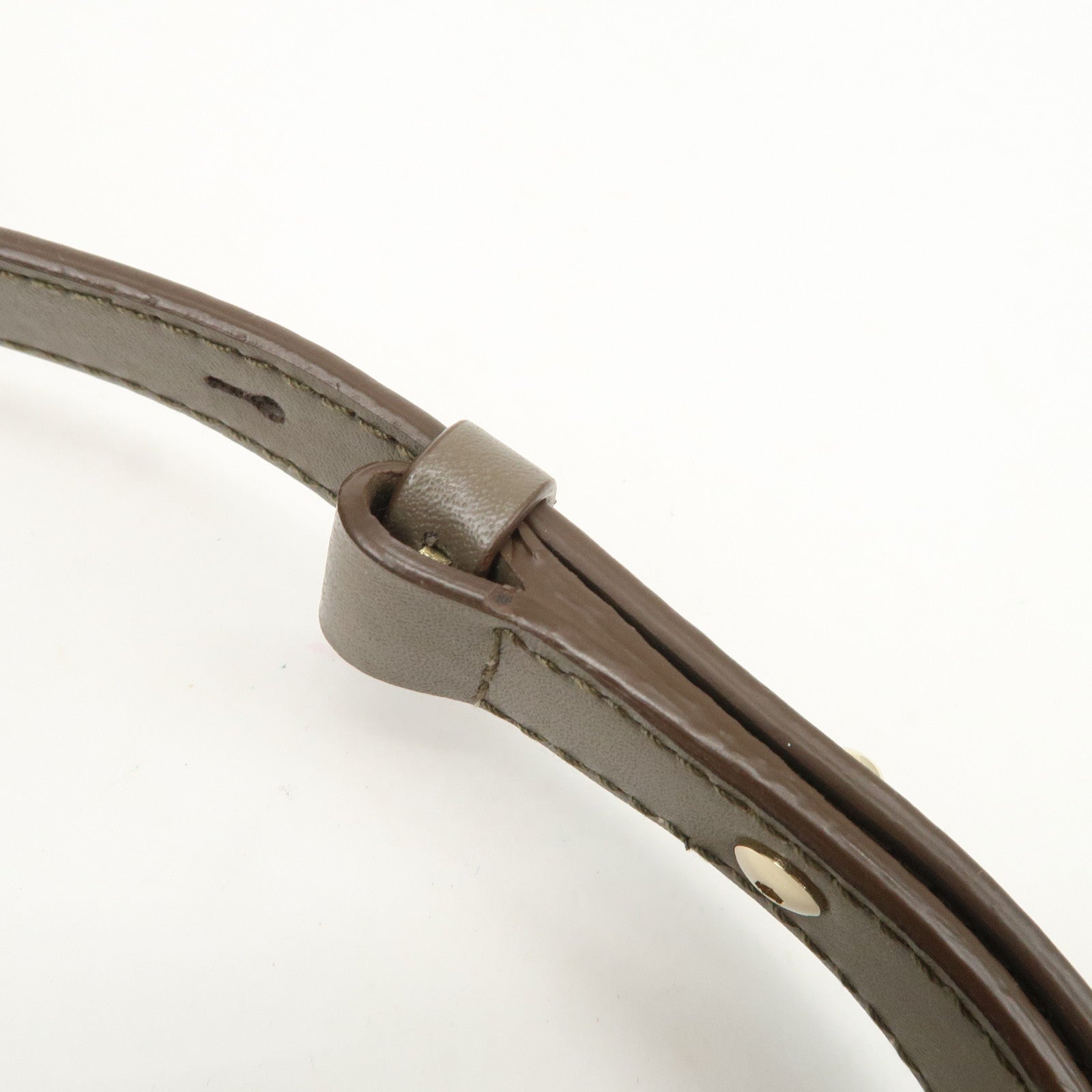 Ferragamo Vara Leather Ribbon Studs Shoulder Bag Greige Used