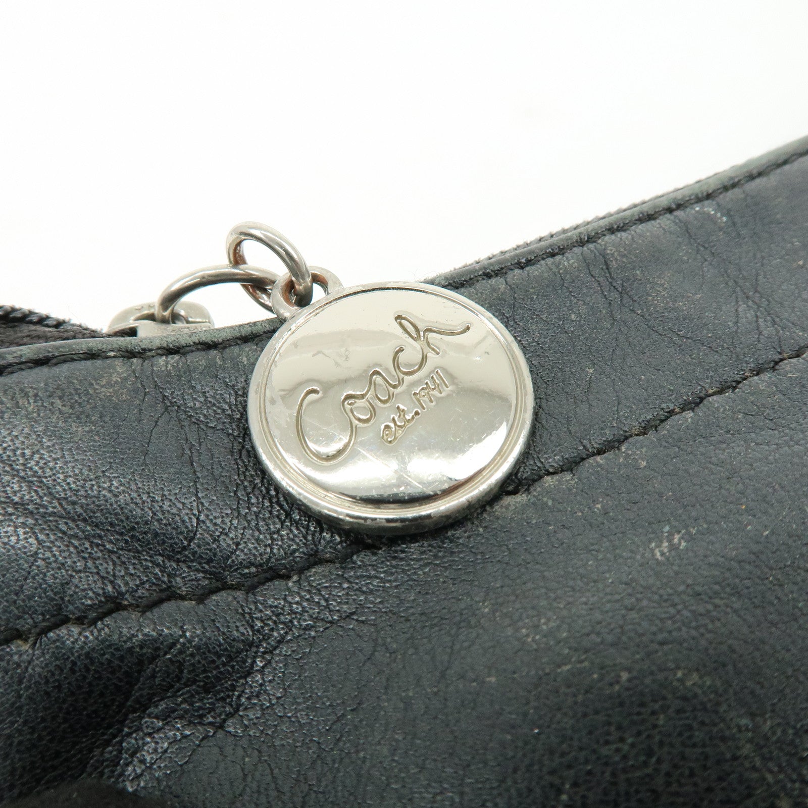 COACH Signature Set of 2 Canvas Leather Shoulder Bag Black Beige