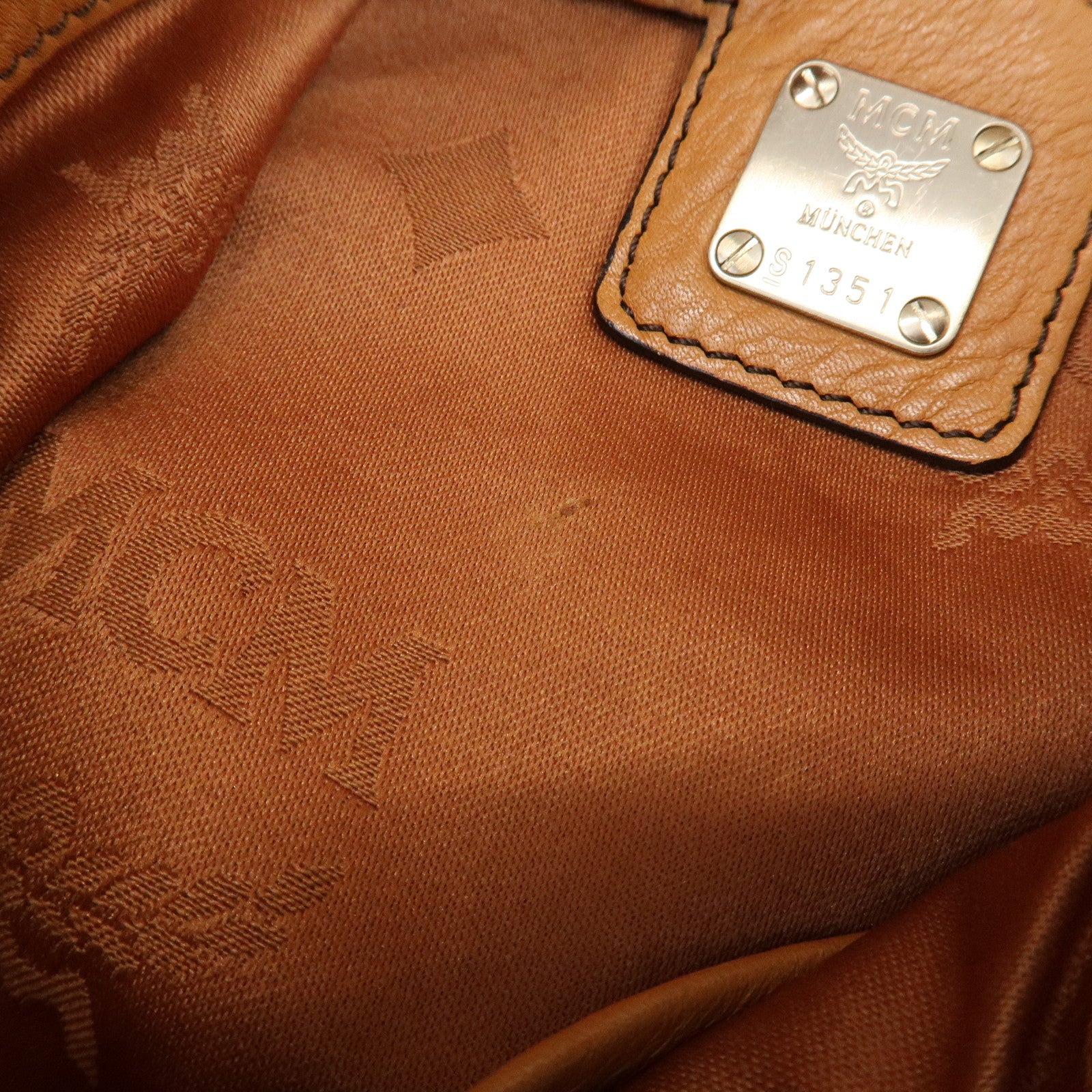 MCM Logo Leather 2WAY Bag Hand Bag Shoulder Bag Crossbody Bag Brown