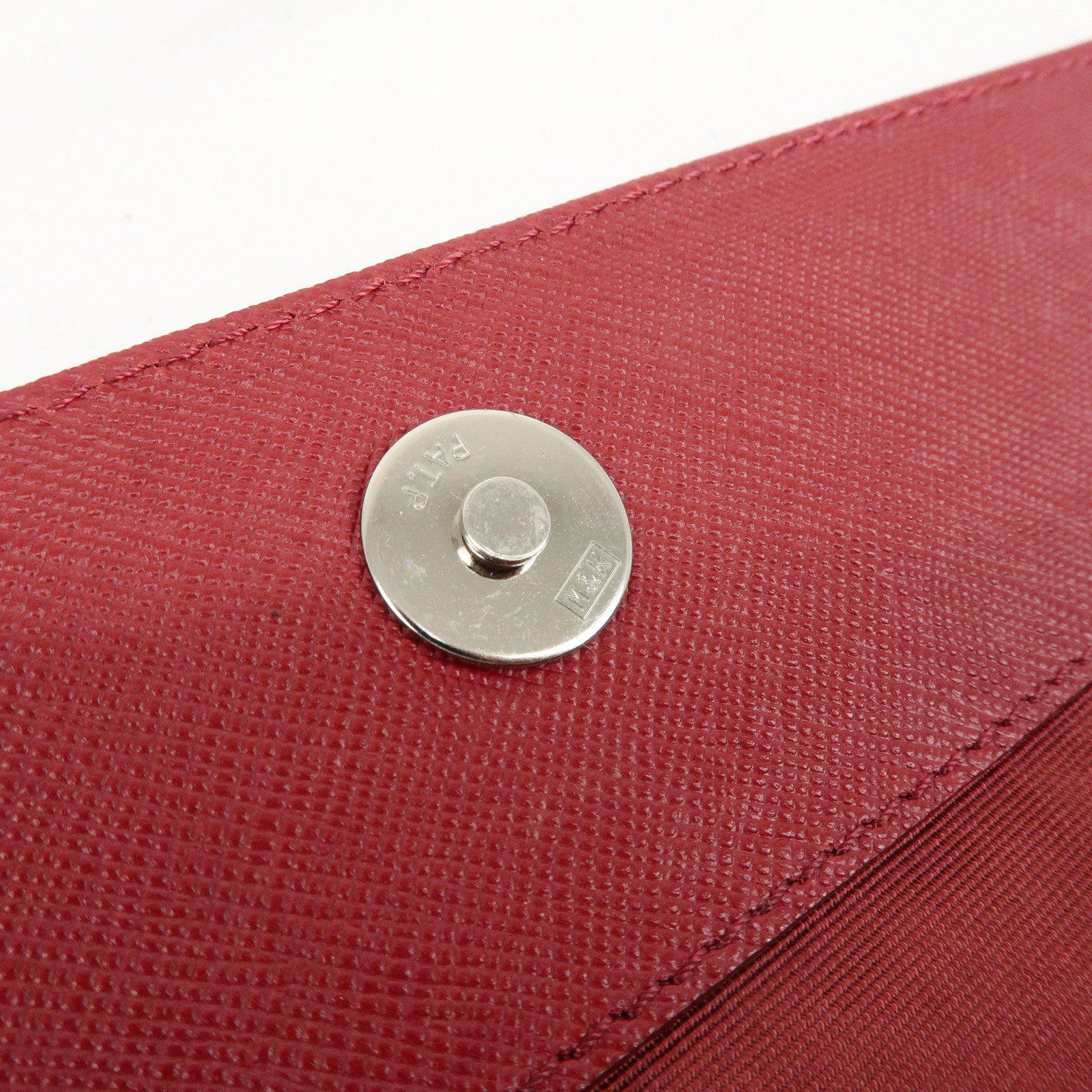 BURBERRY Logo Leather Shoulder Bag Hand Bag Red Silver