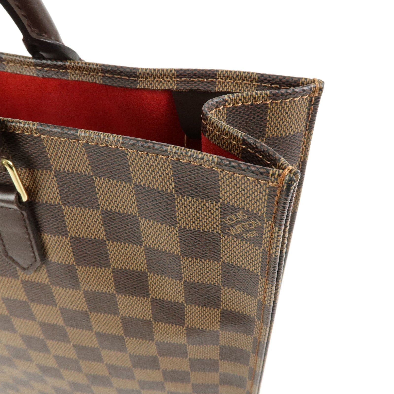 Louis Vuitton Damier Ebene Sac Plat Tote Bag Hand Bag Brown N51140