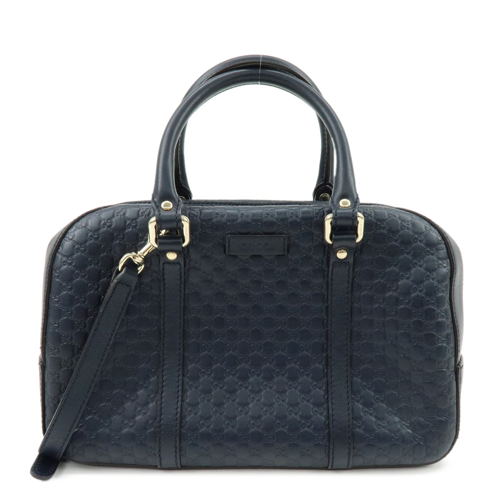 GUCCI Microguccissima Leather 2Way Bag Hand Bag Dark Navy 510286