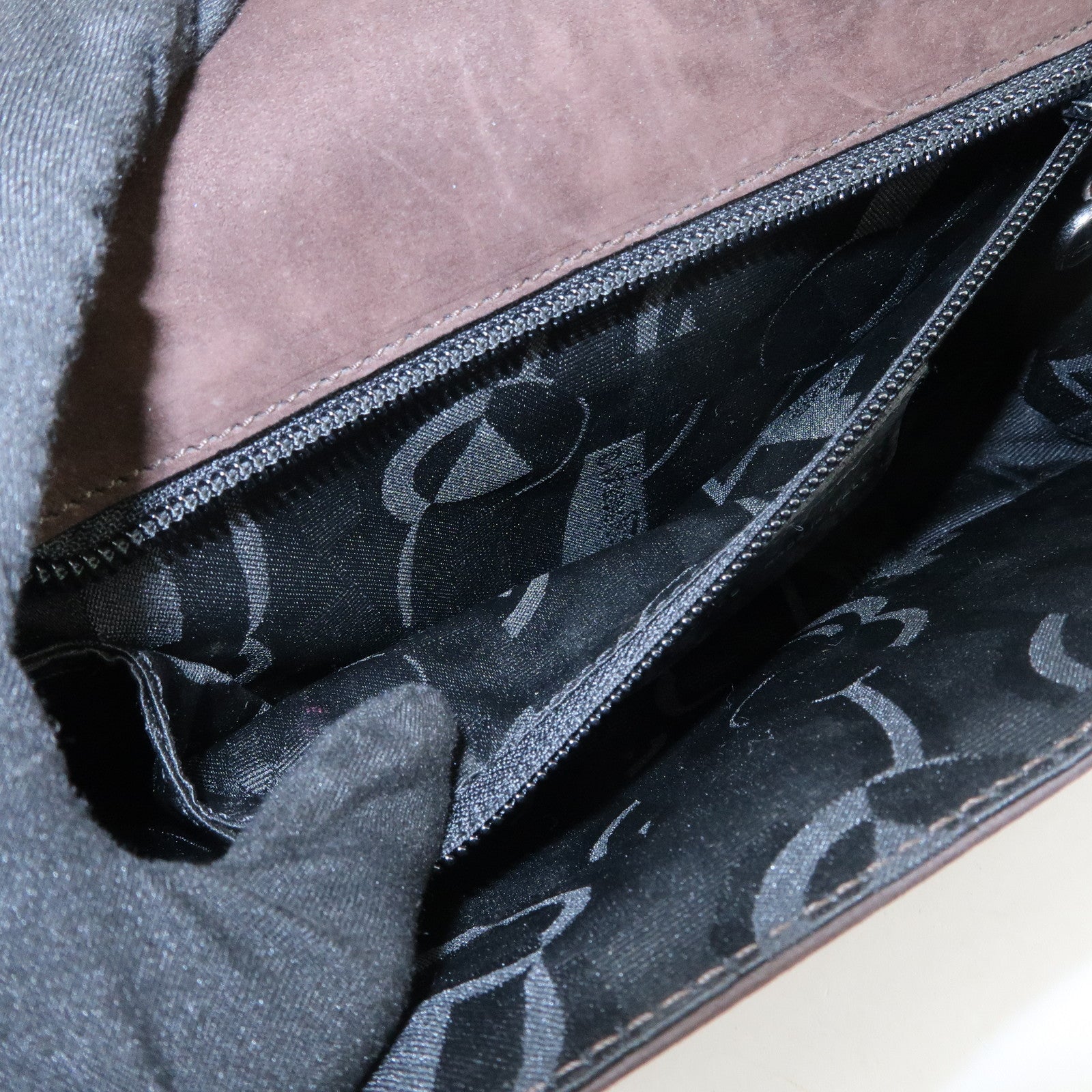 Ferragamo Leather Shoulder Bag Hand Bag Brown