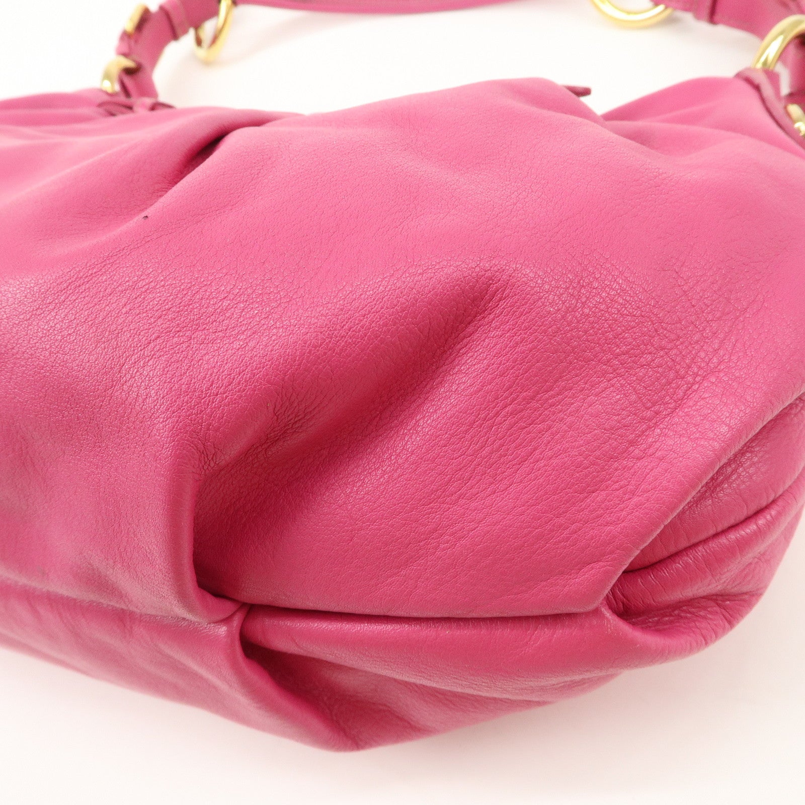 PRADA Logo Leather Shoulder Bag Pink Gold HDW