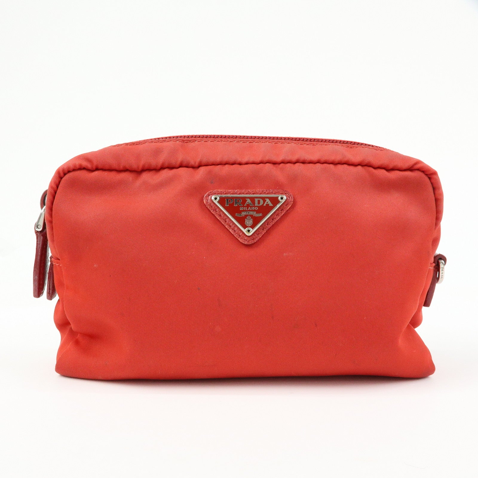 PRADA Triangle Logo Set of 3 Wallet Pouch Black Brown Red