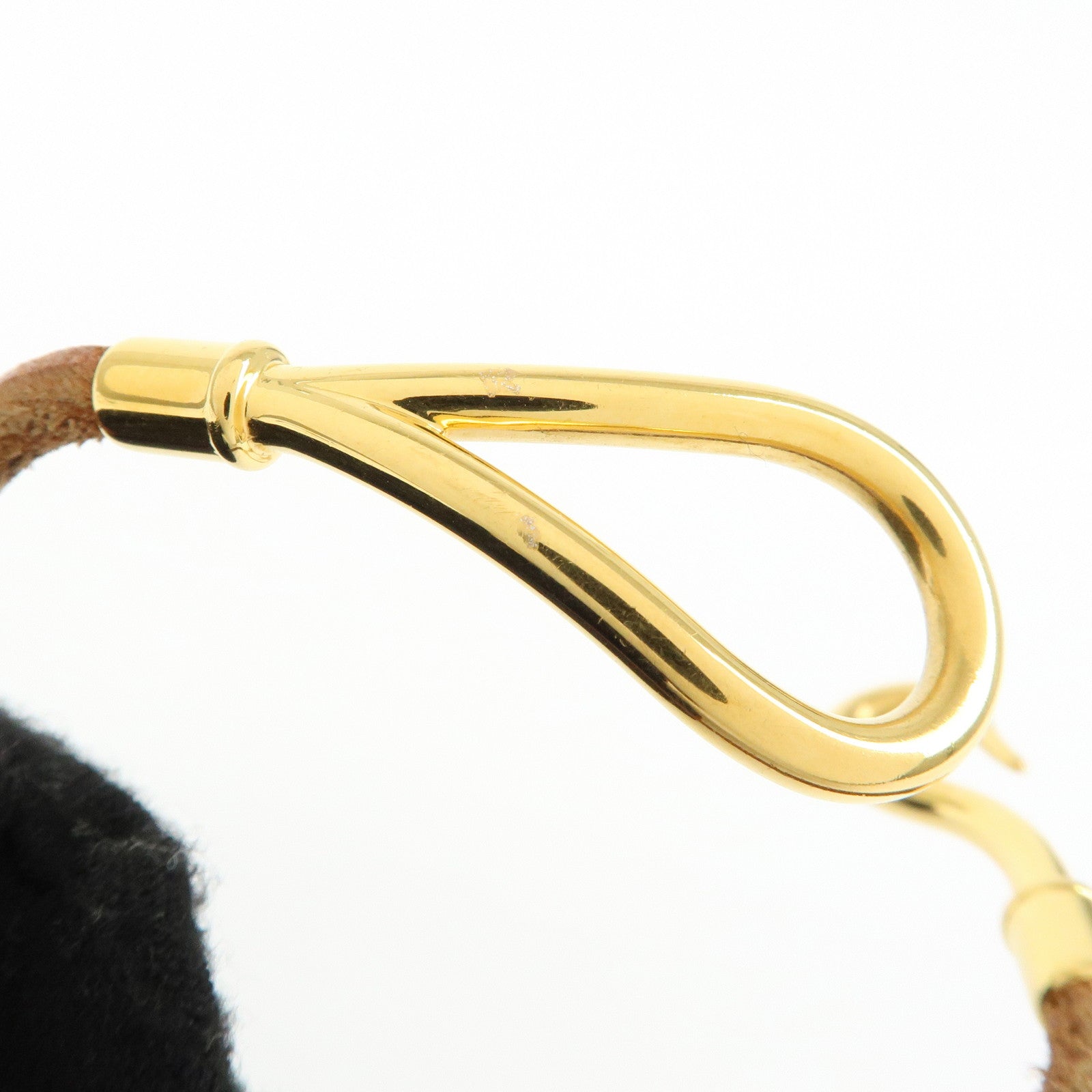 HERMES Leather Jumbo Choker Bracelet Brown