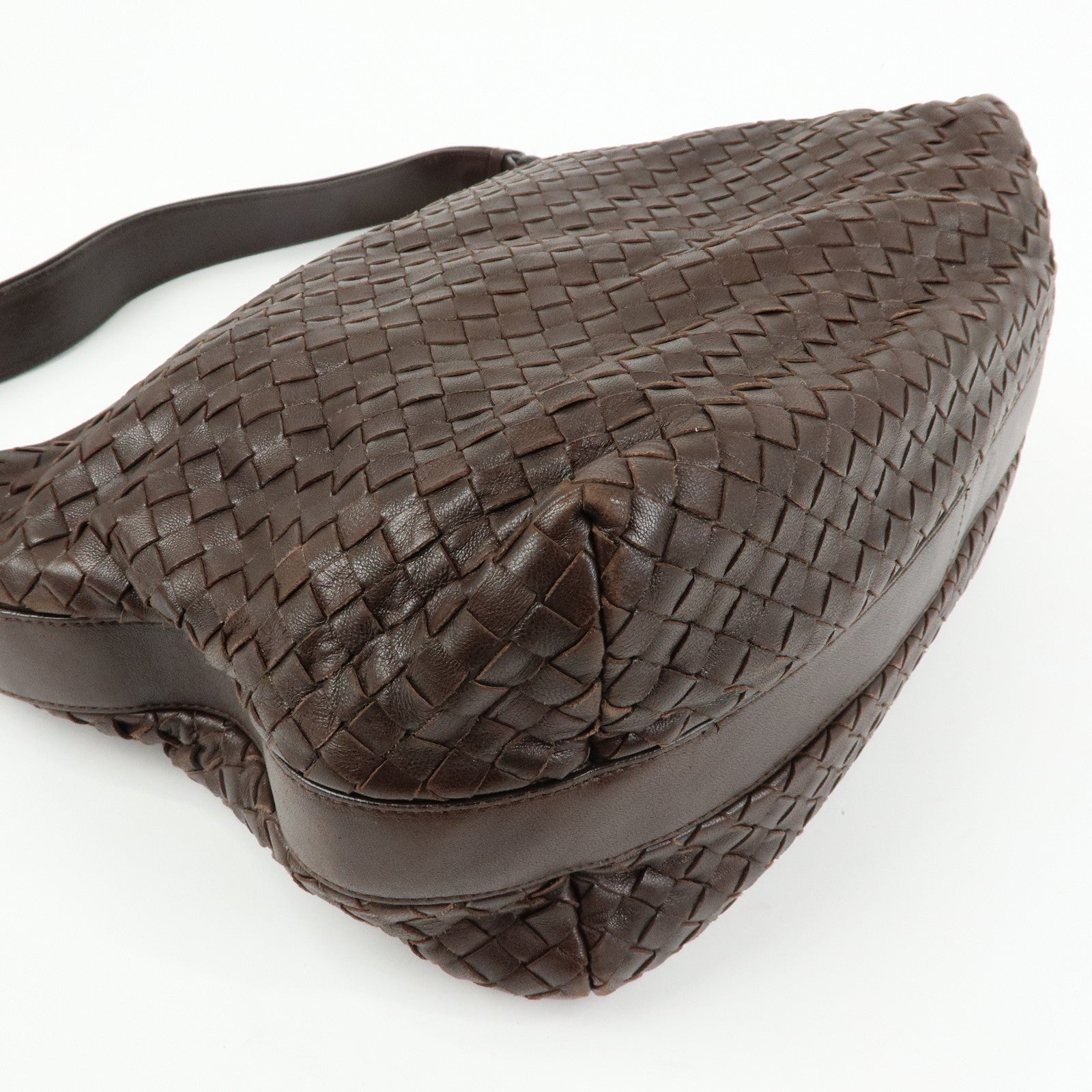 BOTTEGA VENETA Intrecciato Leather Shoulder Bag Brown 115658