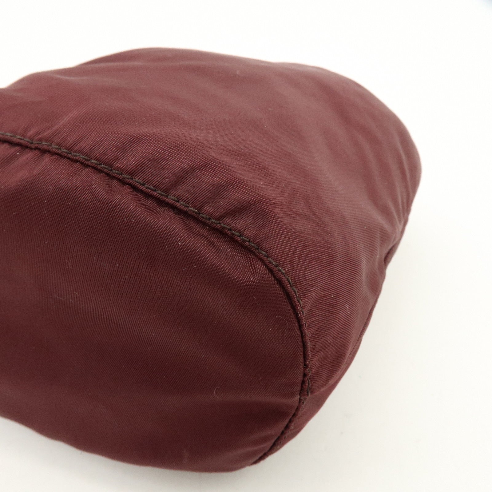 PRADA Triangle Logo Nylon Saffiano Leather Drawstring Pouch Bag