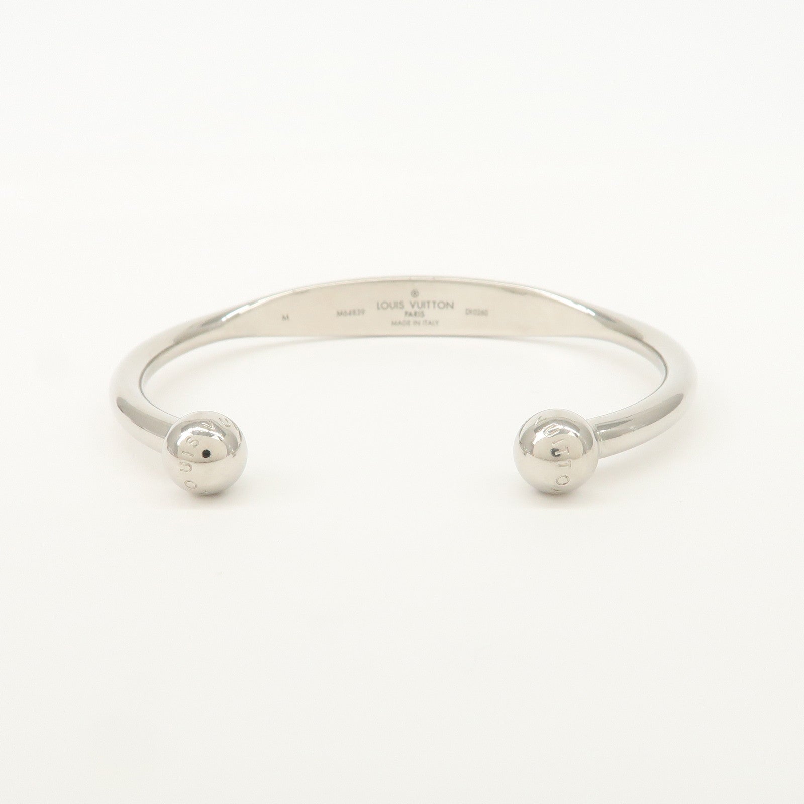 Louis Vuitton Monogram Jonc Metal Bracelet Bangle Silver M64839