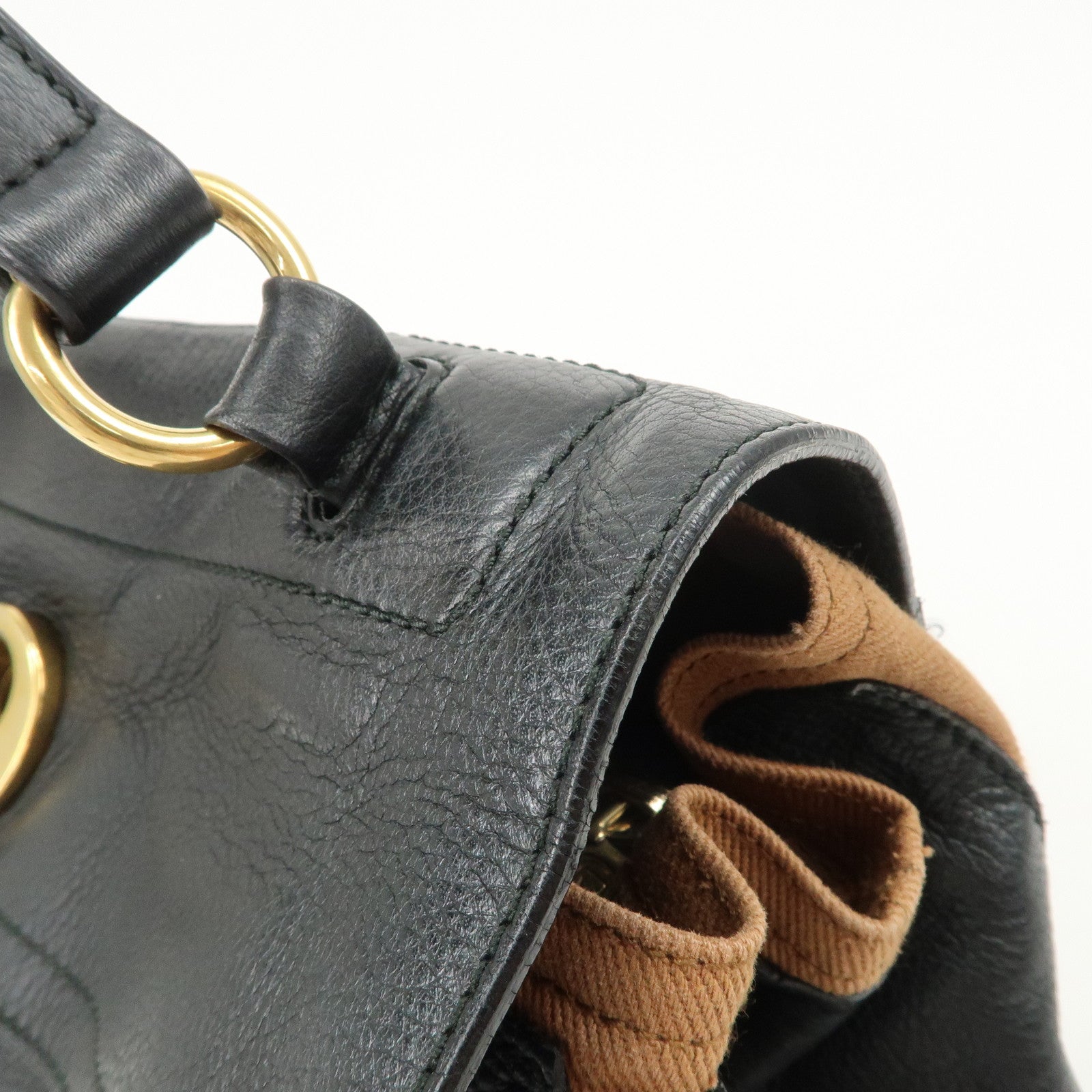 SAINT LAURENT Leather Shoulder Bag Black Brown Gold HDW 229680