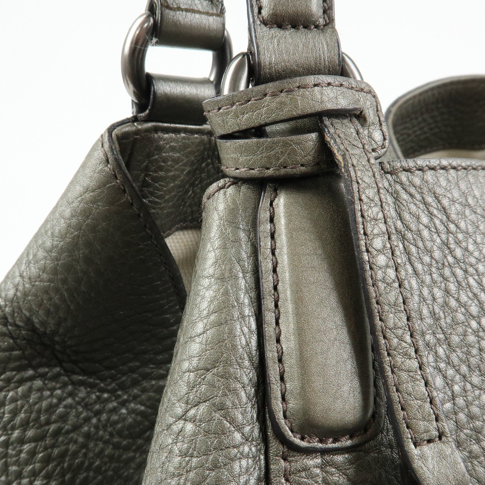 GUCCI SOHO Interlocking G Leather Tote Bag Hand Bag Silver 282309