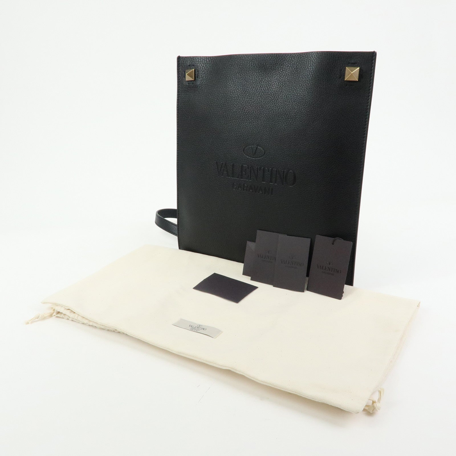 VALENTINO Studs Leather Shoulder Bag Crossbody Bag Black