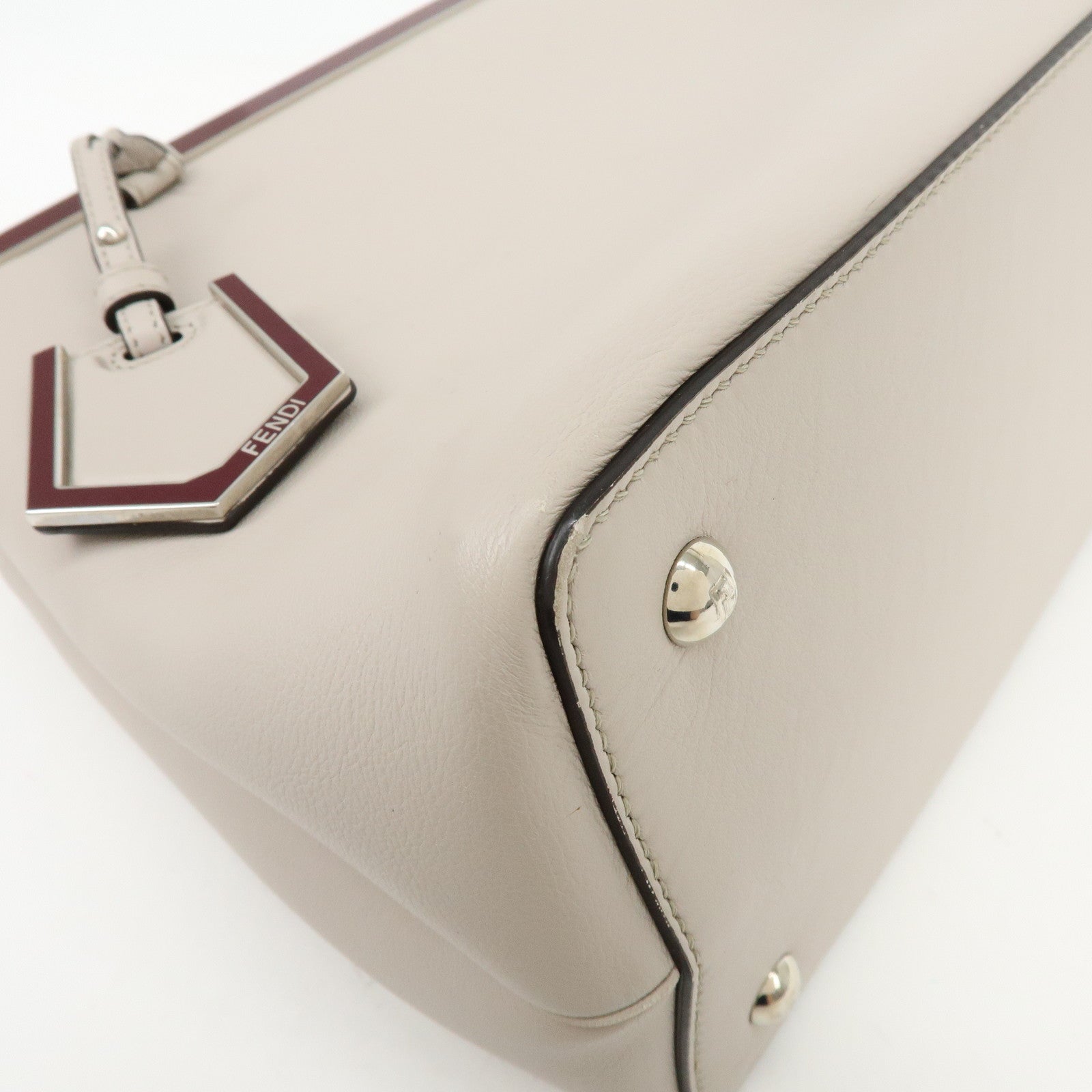 FENDI Petit 2Jours Leather 2Way Bag Hand Bag Beige 8BH25