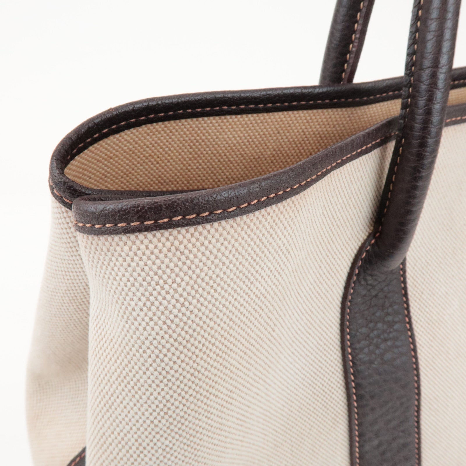 HERMES Toile Ash Garden Party PM □H Stamped Tote Bag Brown