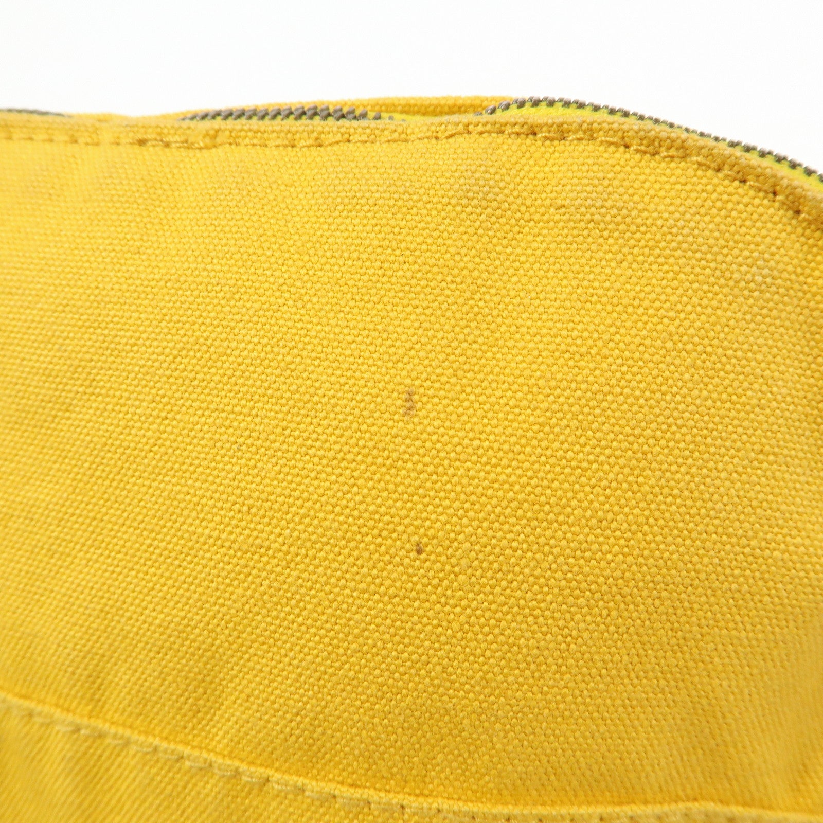HERMES Bolide MM Canvas Leather Pouch Cosmetic Pouch Yellow