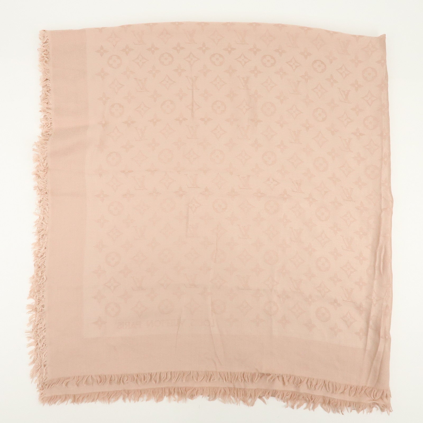 Louis Vuitton Monogram Silk Wook Scarf Shawl Pink 402336