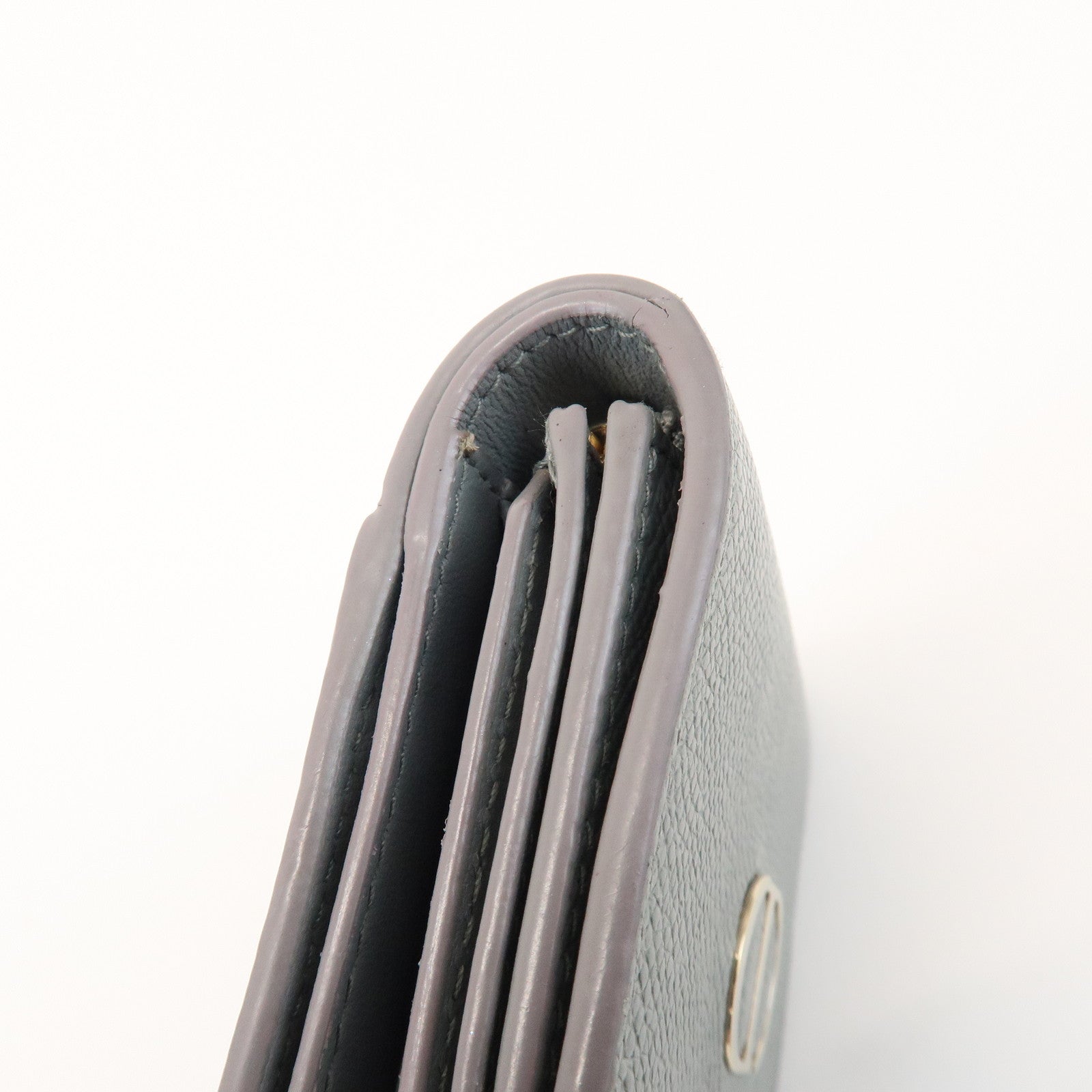 Christian Dior Montaigne Leather Compact Lotus Wallet Gray