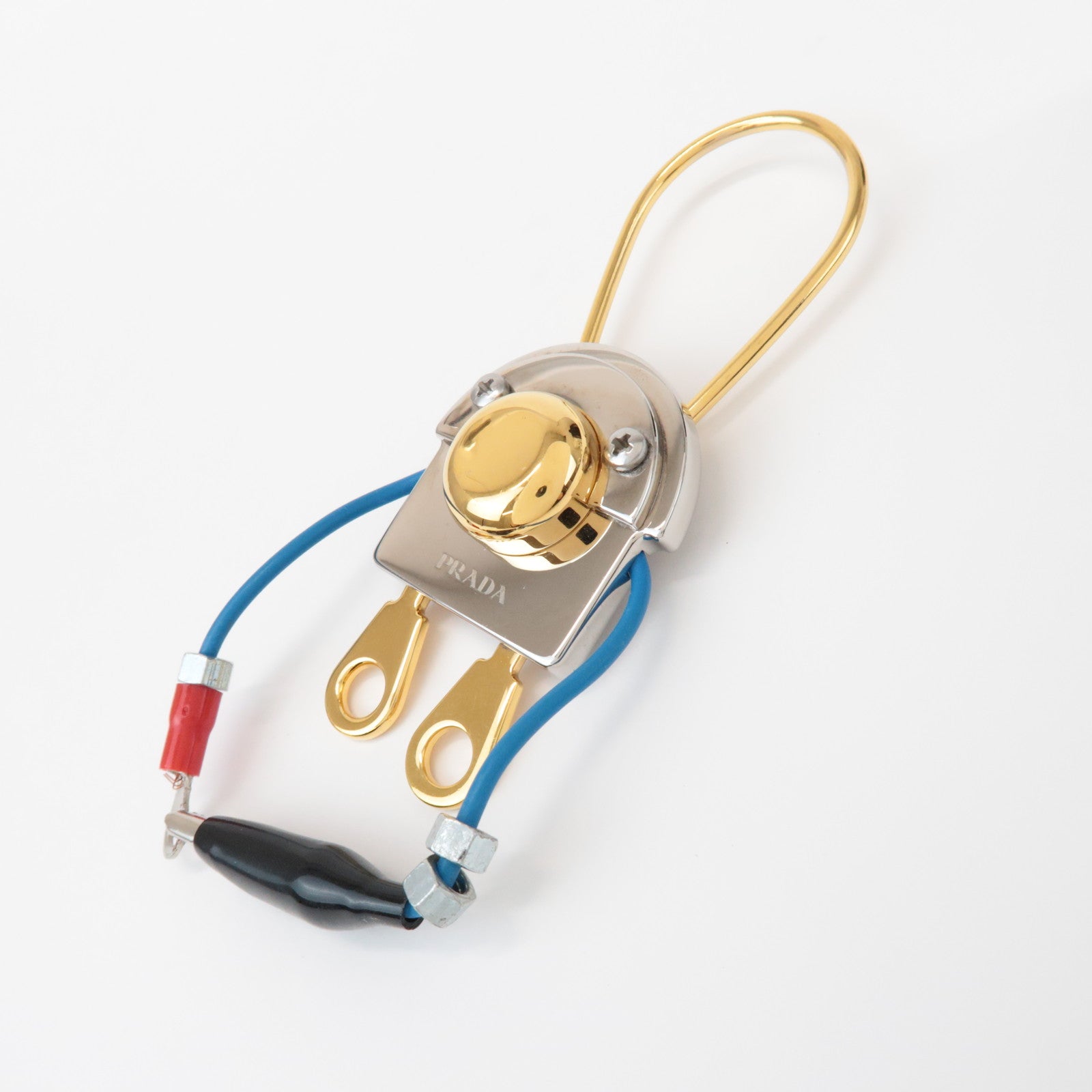 PRADA Metal Robot Bag Key Charm Key Chain Silver Gold