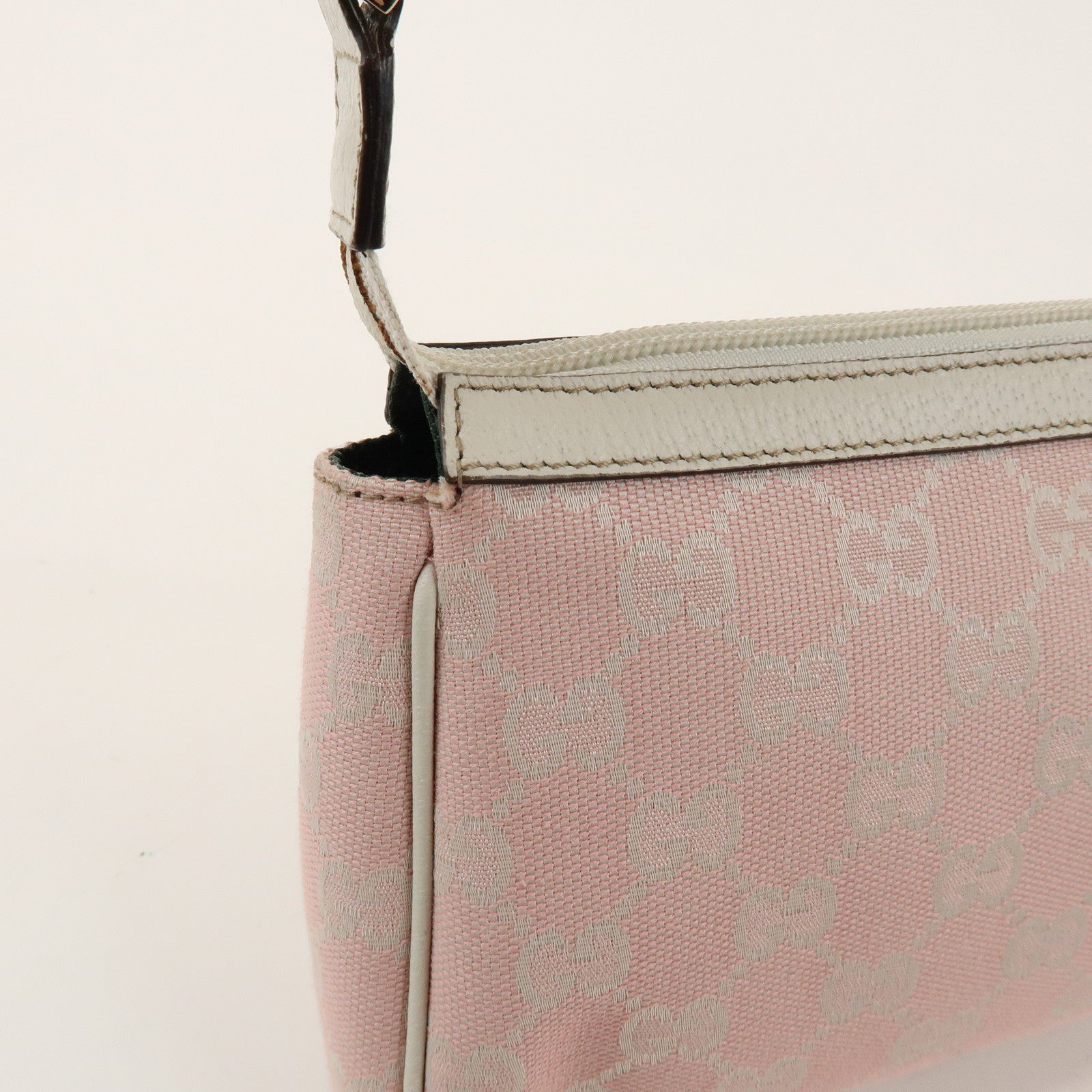 GUCCI Abbey GG Canvas Leather Accessory Pouch Hand Bag Pink 45750