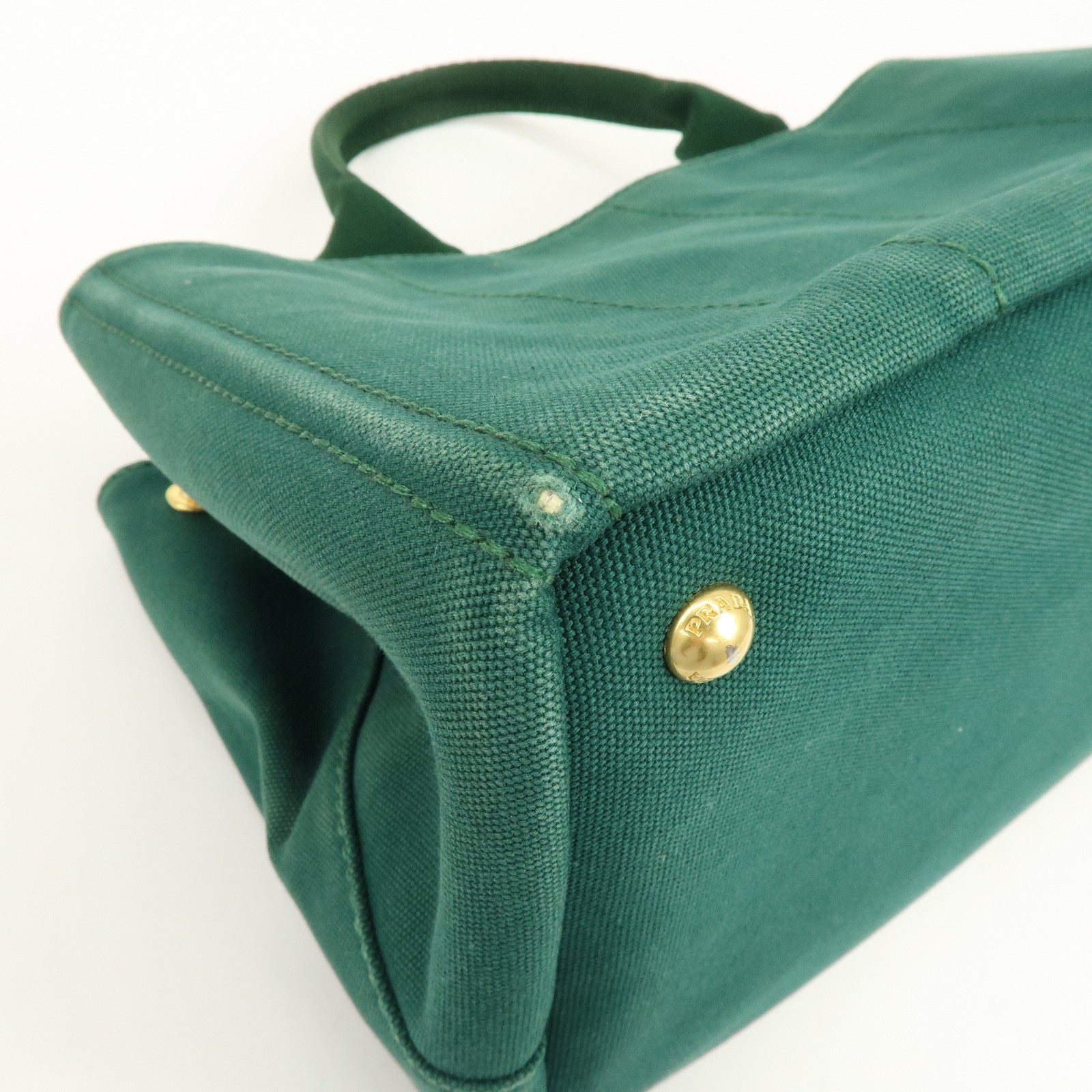 PRADA Triangle Logo Canapa Canvas 2Way Bag Shoulder Hand Bag Green