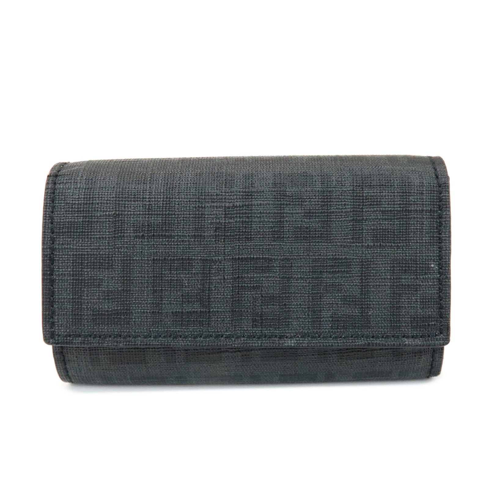 FENDI Zucca PVC Canvas 6 Rings Key Case Key Holder Black 8AP079