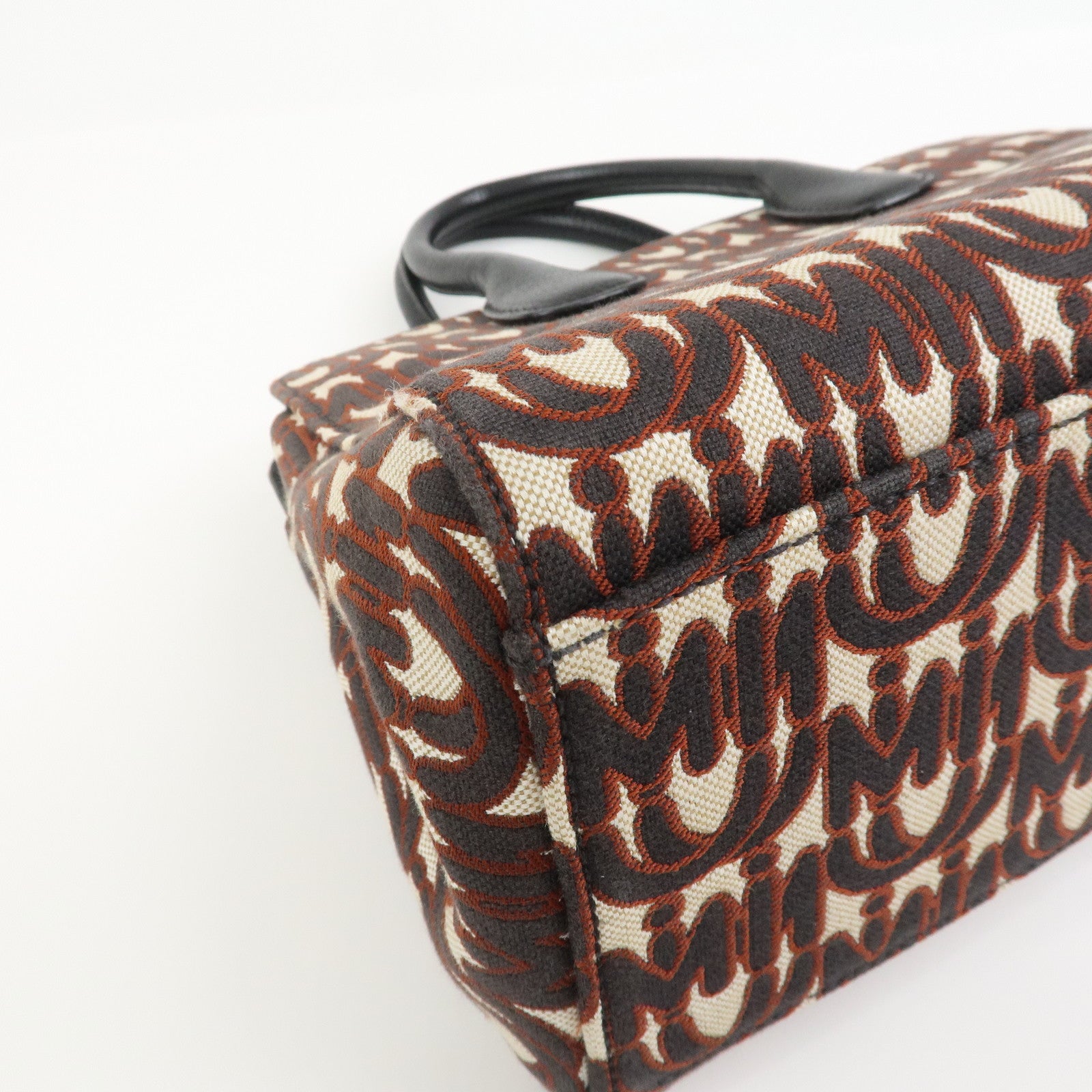 MIU MIU Jacquard Leather 2Way Bag Hand Bag Shoulder Bag 5BA130