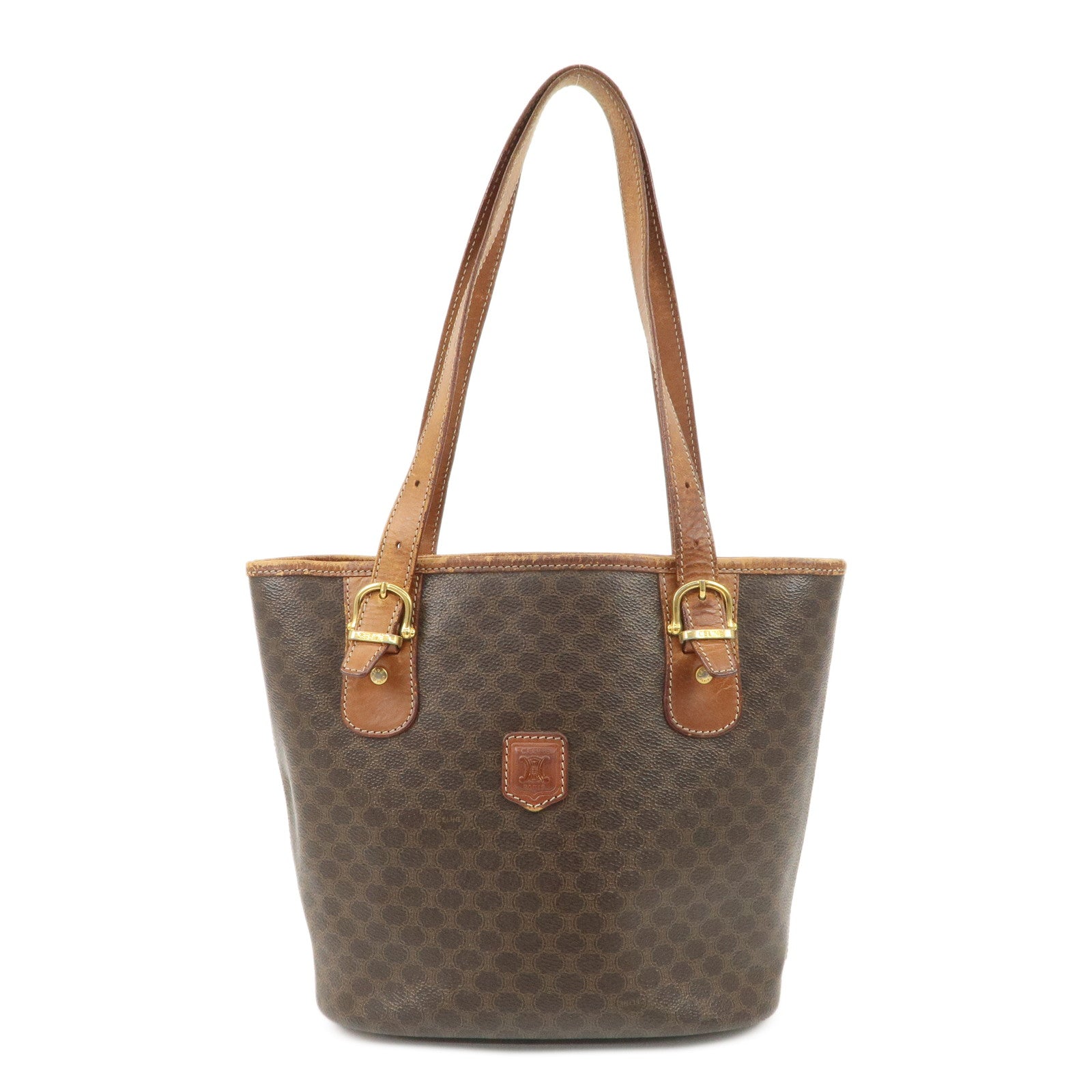 CELINE Macadam PVC Leather Tote Bag Shoulder Bag Brown