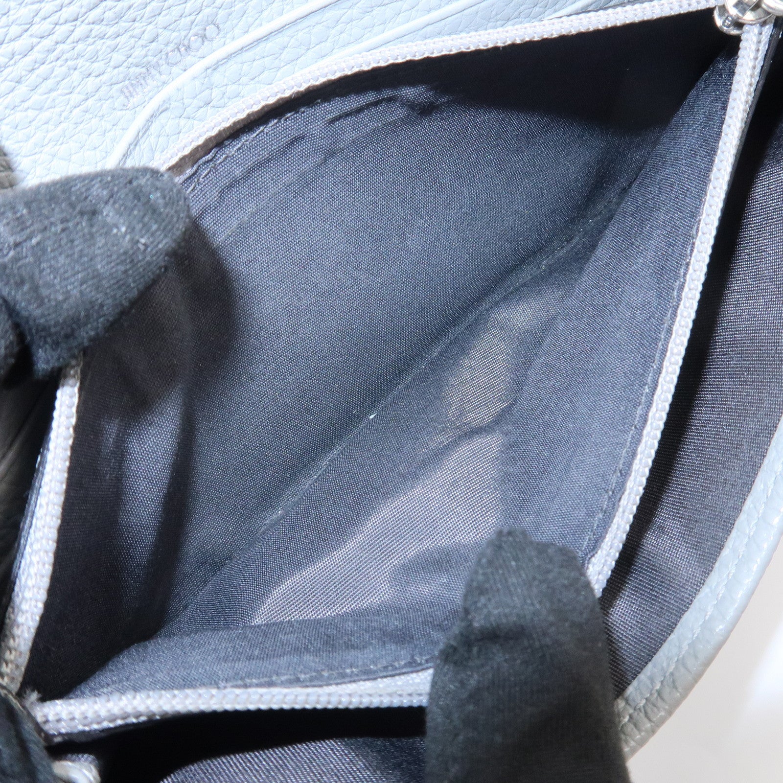 JIMMY CHOO Set of 2 Leather Long Wallet Coin Case Gray Gold