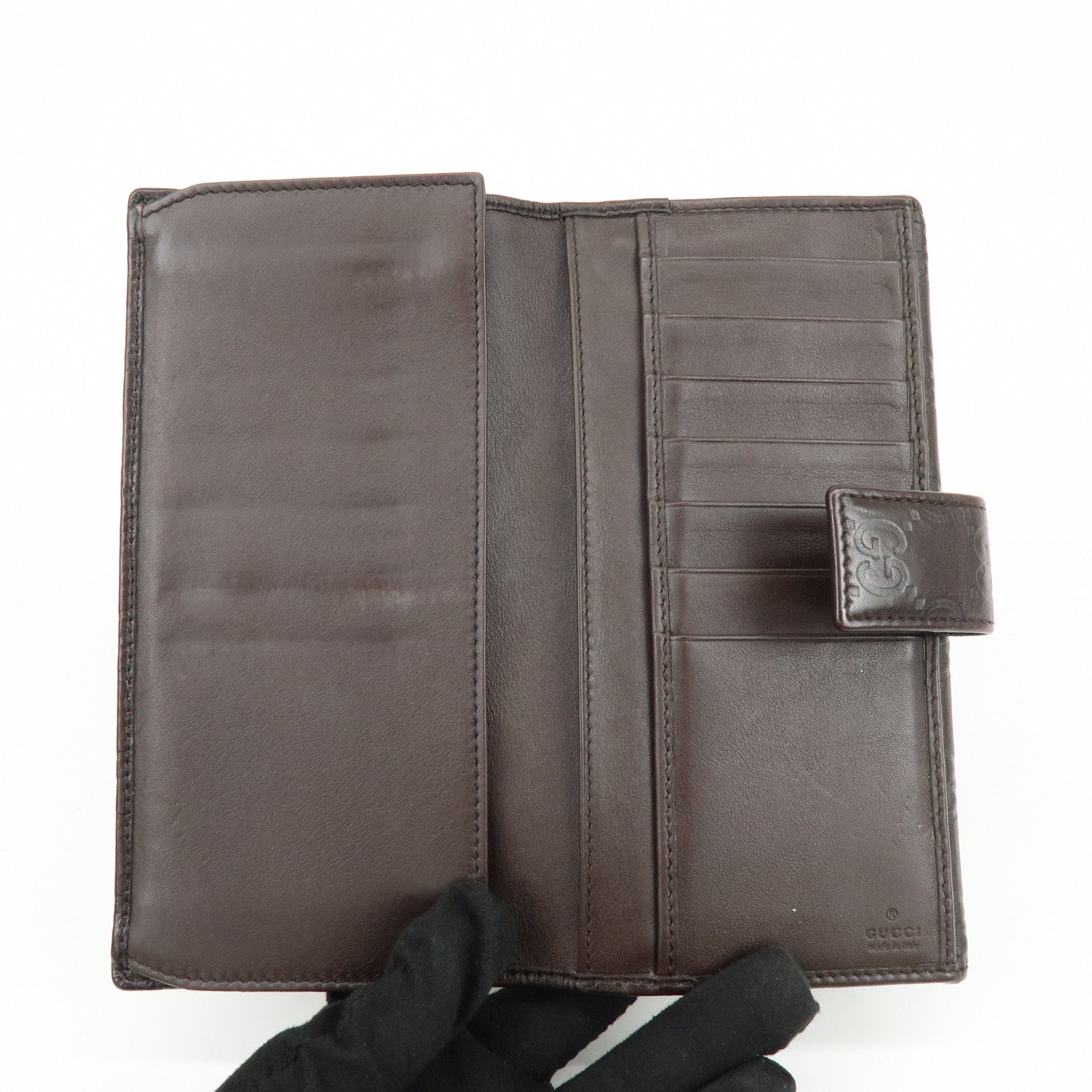 GUCCI Guccissima Leather Long Wallet Dark Brown 112715