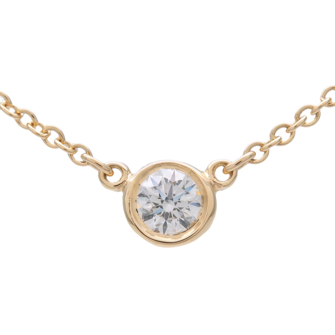 Tiffany & Co By The Yard 1P Diamond Necklace K18 750YG Yellow Gold
