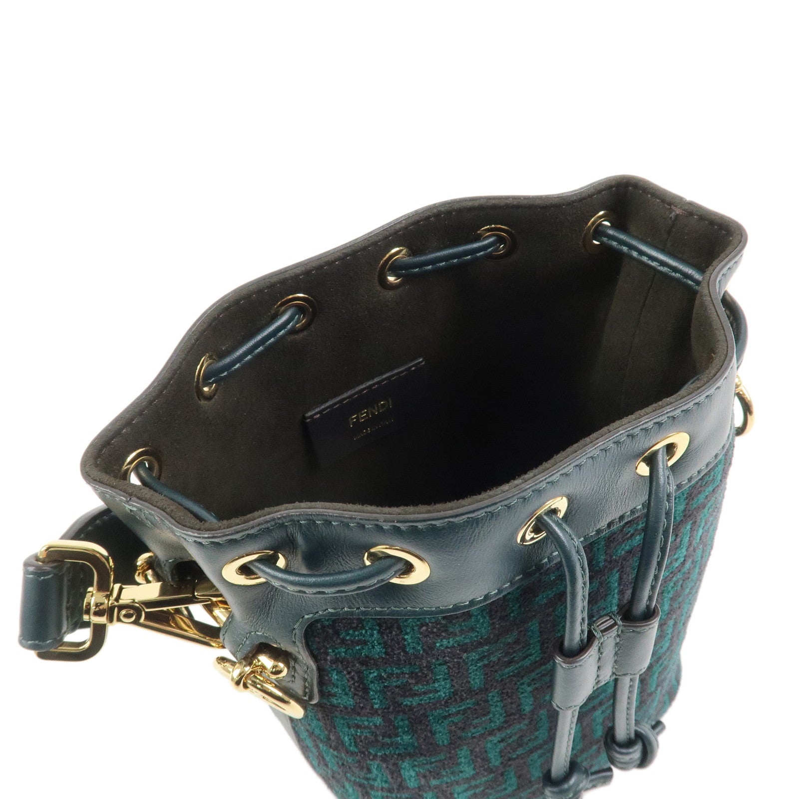 FENDI Mon Tresor Canvas Leather 2Way Bag Hand Bag Green 8BS010