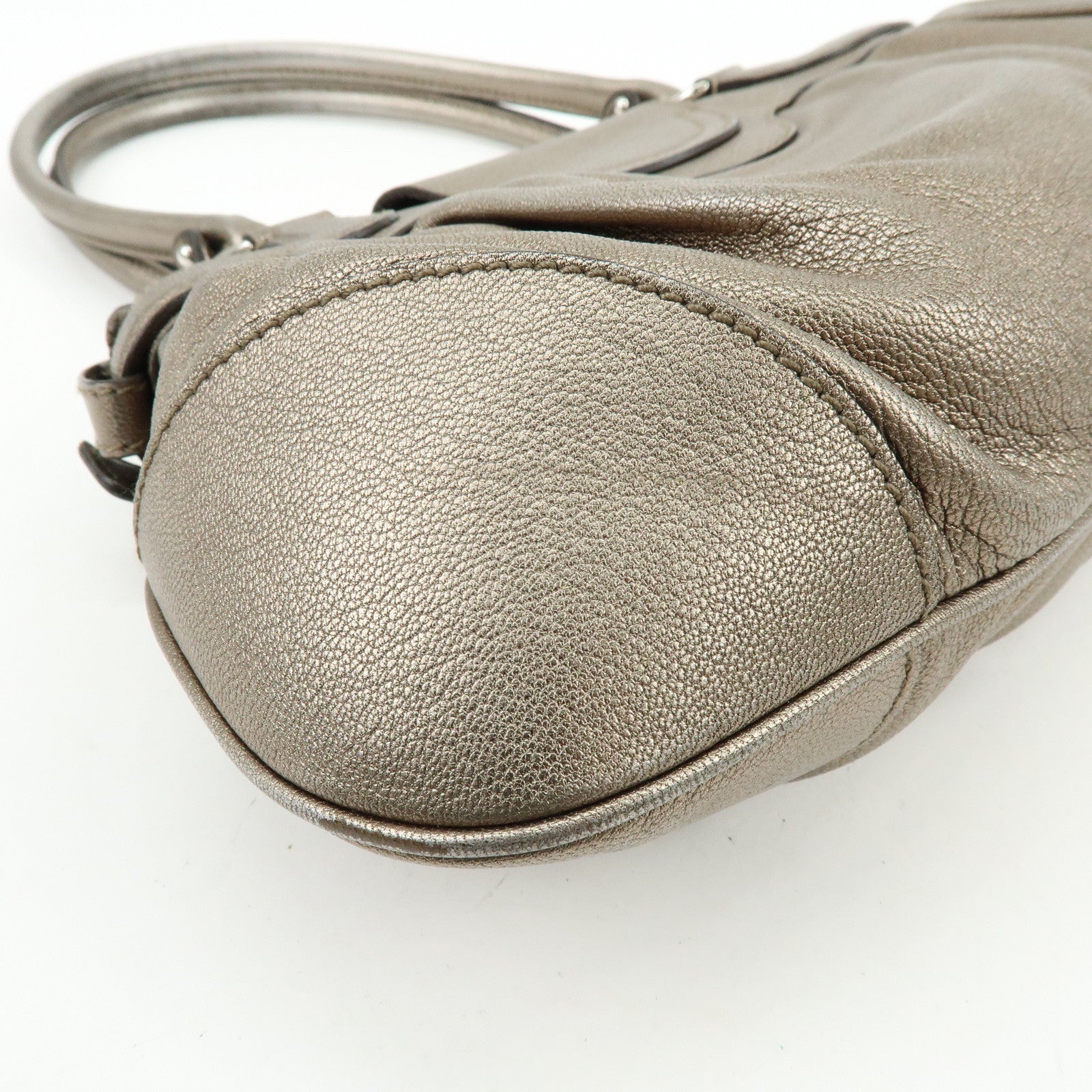 Ferragamo Gancini Leather Hand Bag Shoulder Bag Bronze