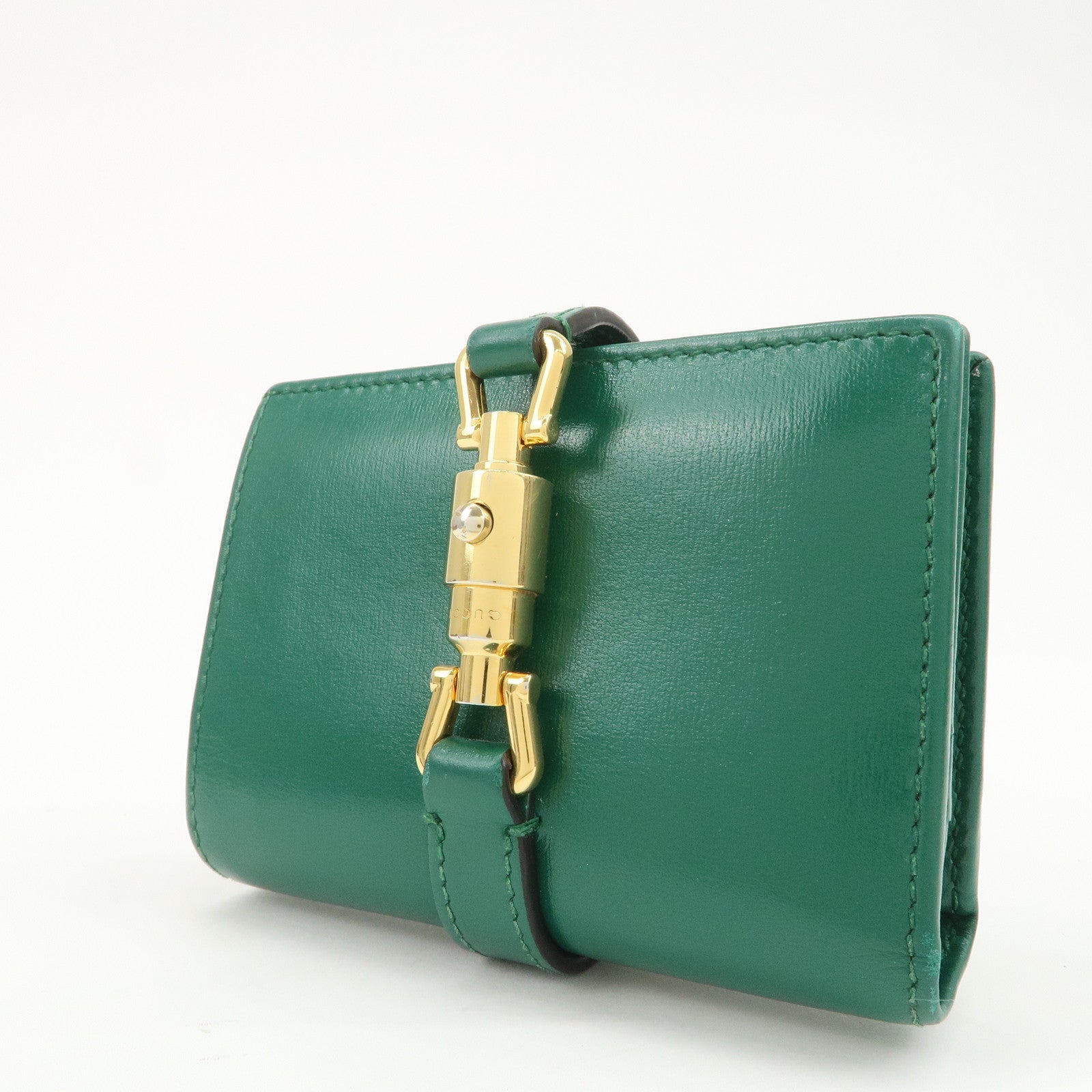 GUCCI Jackie 1961 Leather Bi-Fold Compact Wallet Green 645536