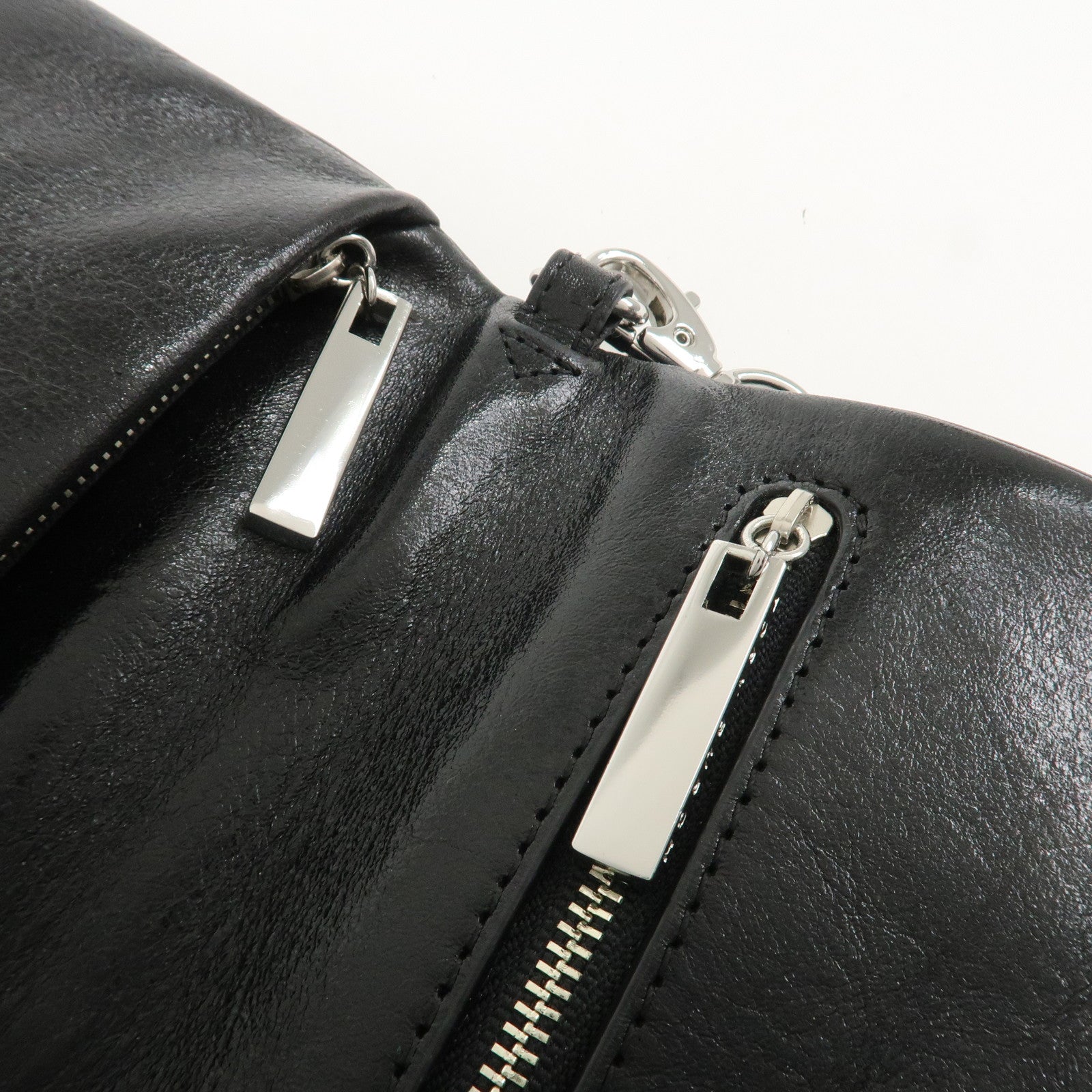 TORY BURCH Leather 2Way Bag Shoulder Bag Clutch Bag Black