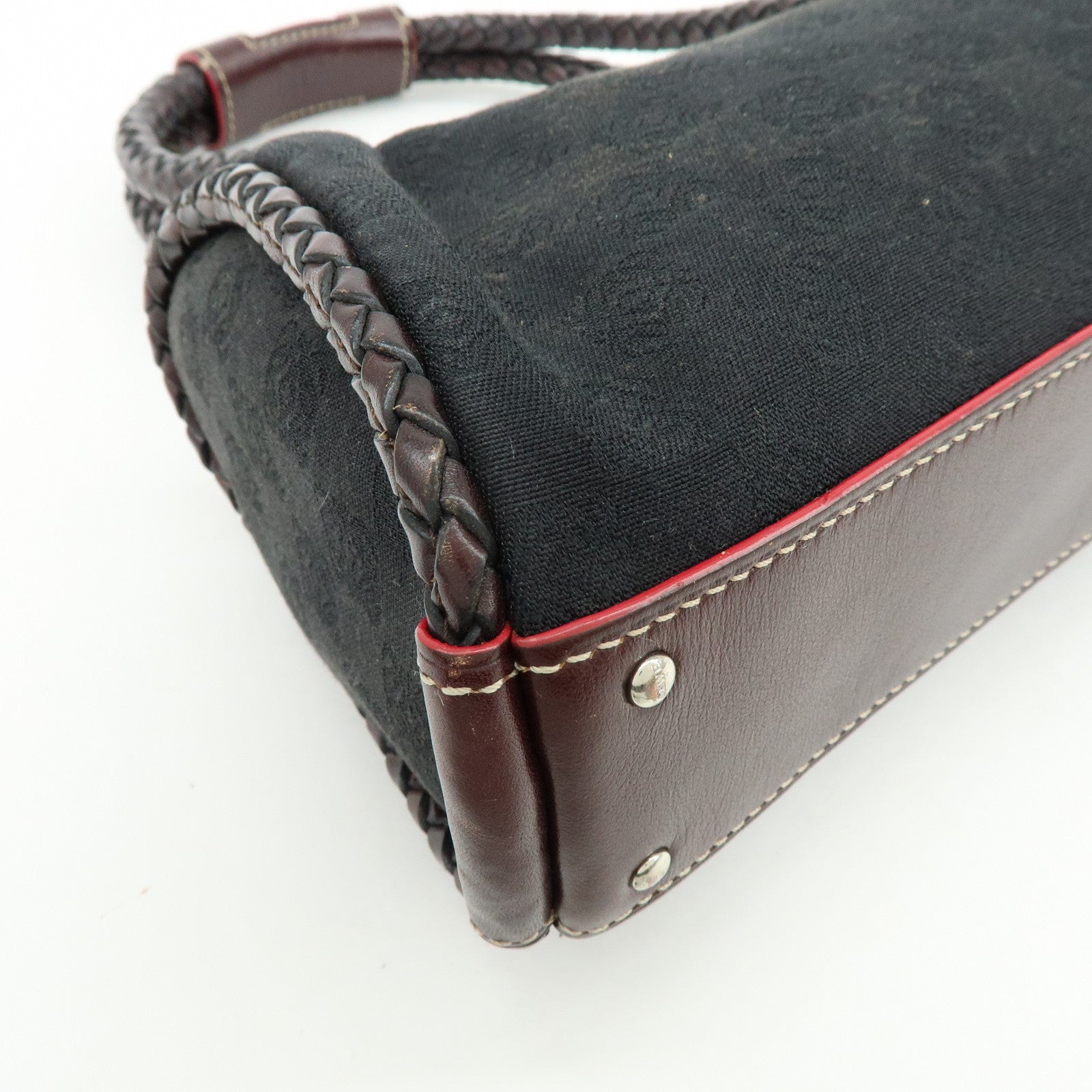 LOEWE Anagram Leather Mini Hand Bag Black Dark Brown