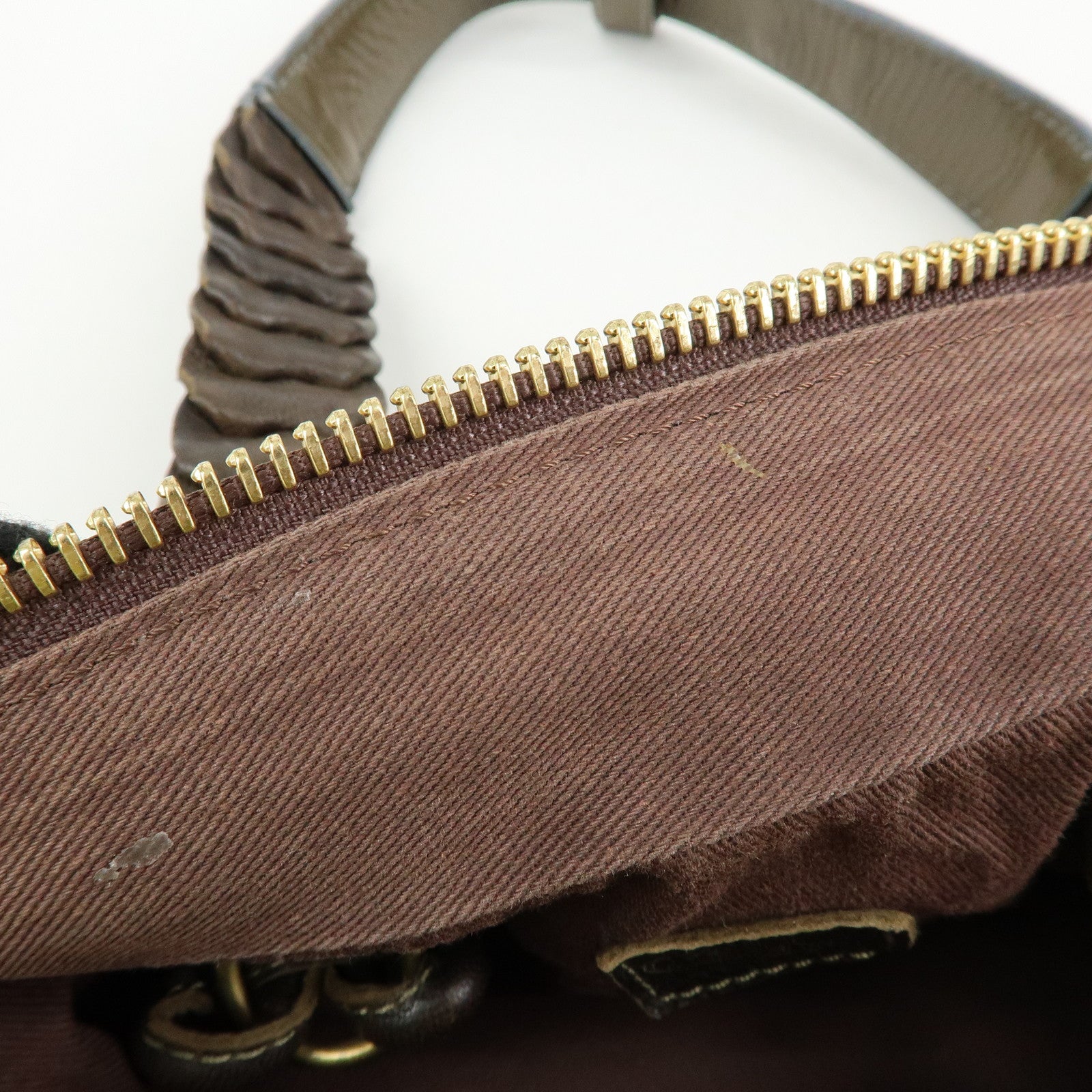 Chloe Leather Shoulder Bag Mini Boston Bag Brown