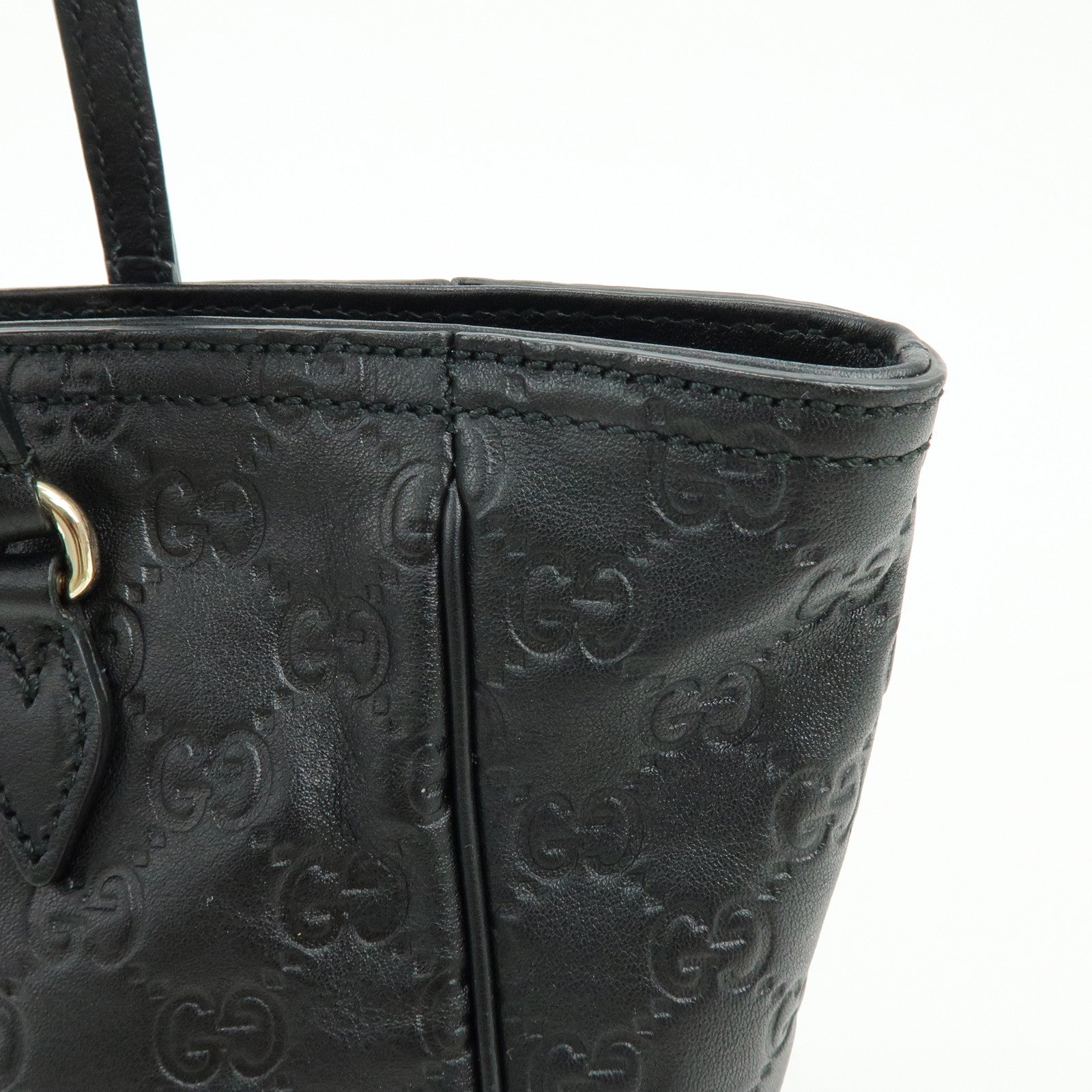 GUCCI Interlocking G Micro Guccissima Leather Hand Bag Black 353119