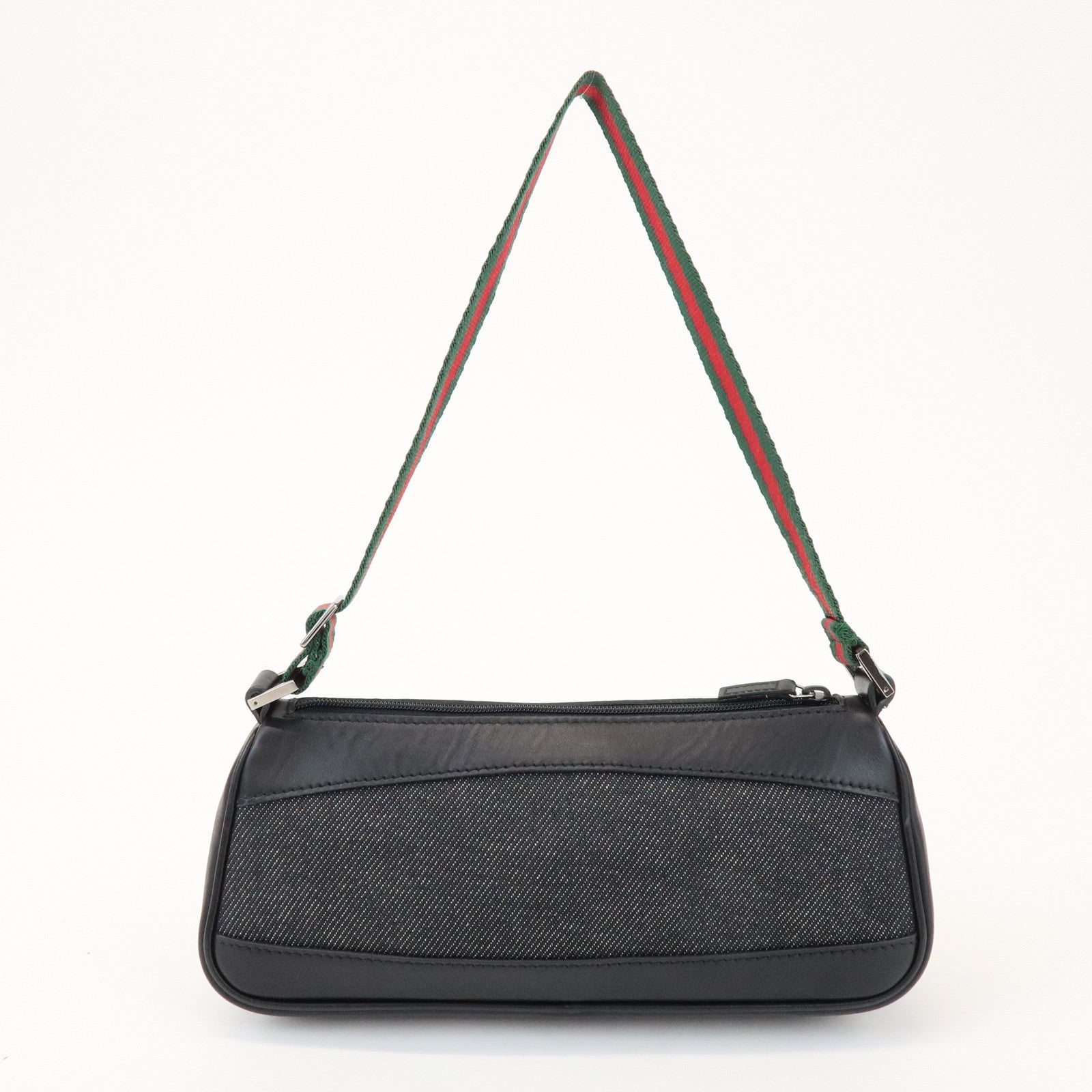 GUCCI Sherry Accessory Pouch Leather Canvas Hand Bag Black 92820