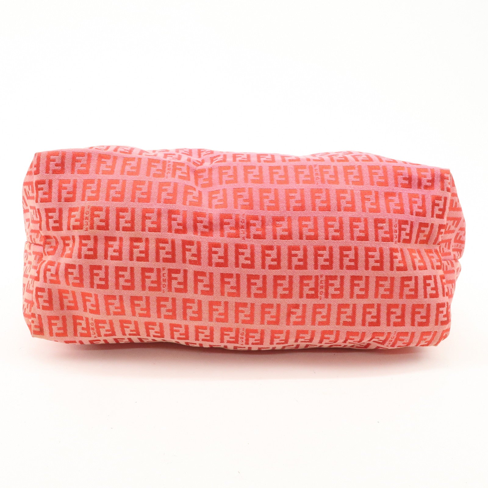 FENDI Zucchino Canvas Leather Tote Bag Shoulder Bag Red Pink 8BH005