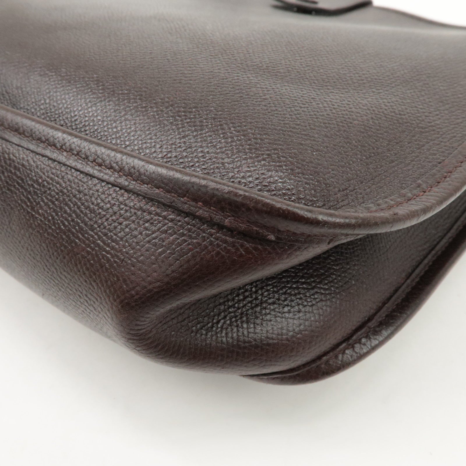 HERMES Evelyn 1GM H Engraved Leather Shoulder Bag Brown Used