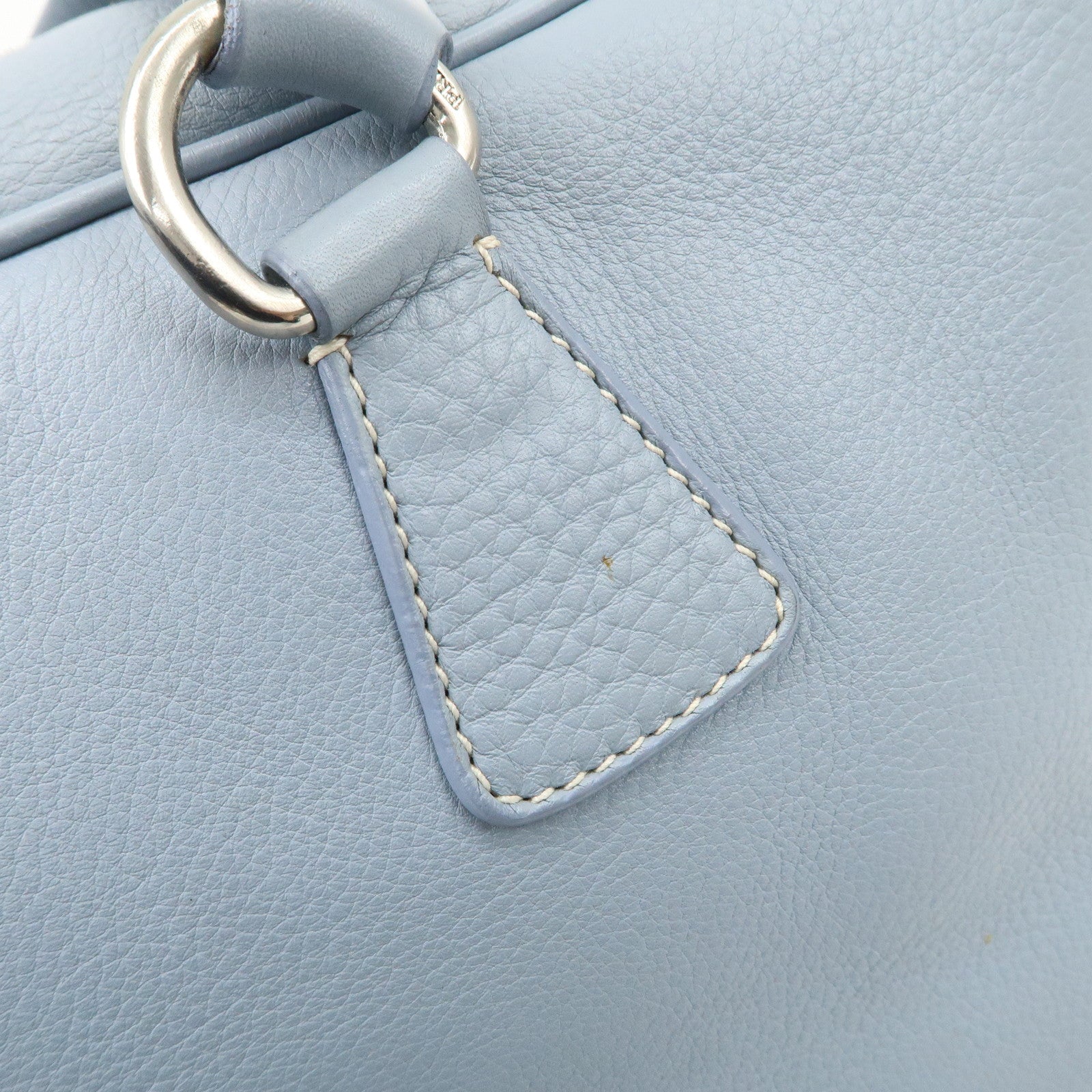 PRADA Leather Boston Bag Shoulder Bag Blue BR2246 Used