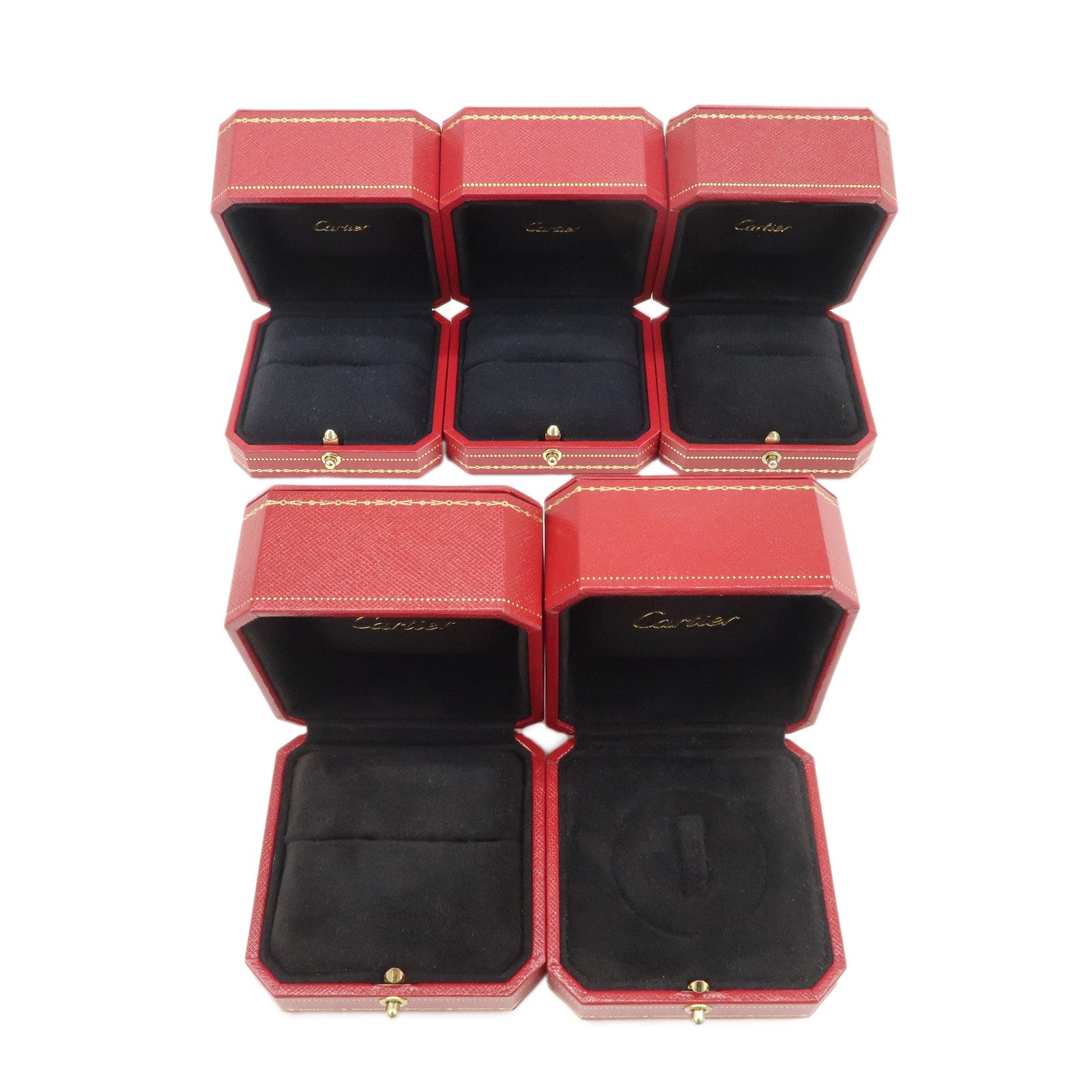 Cartier Set of 5 Jewelry Boxes Ring Boxes Red Gold