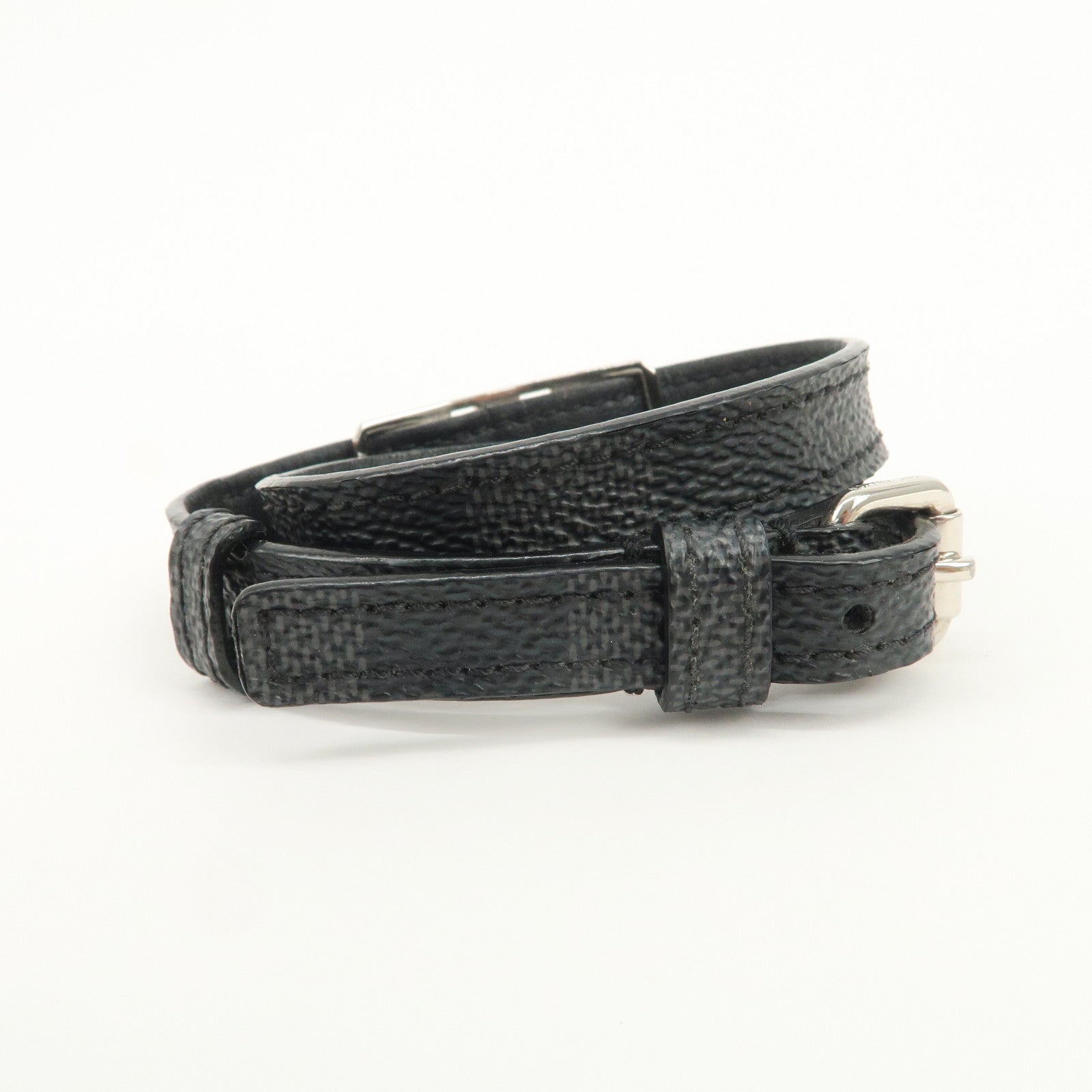 Louis Vuitton Damier Graphite Bracelet Sign It Black Silver M6616E